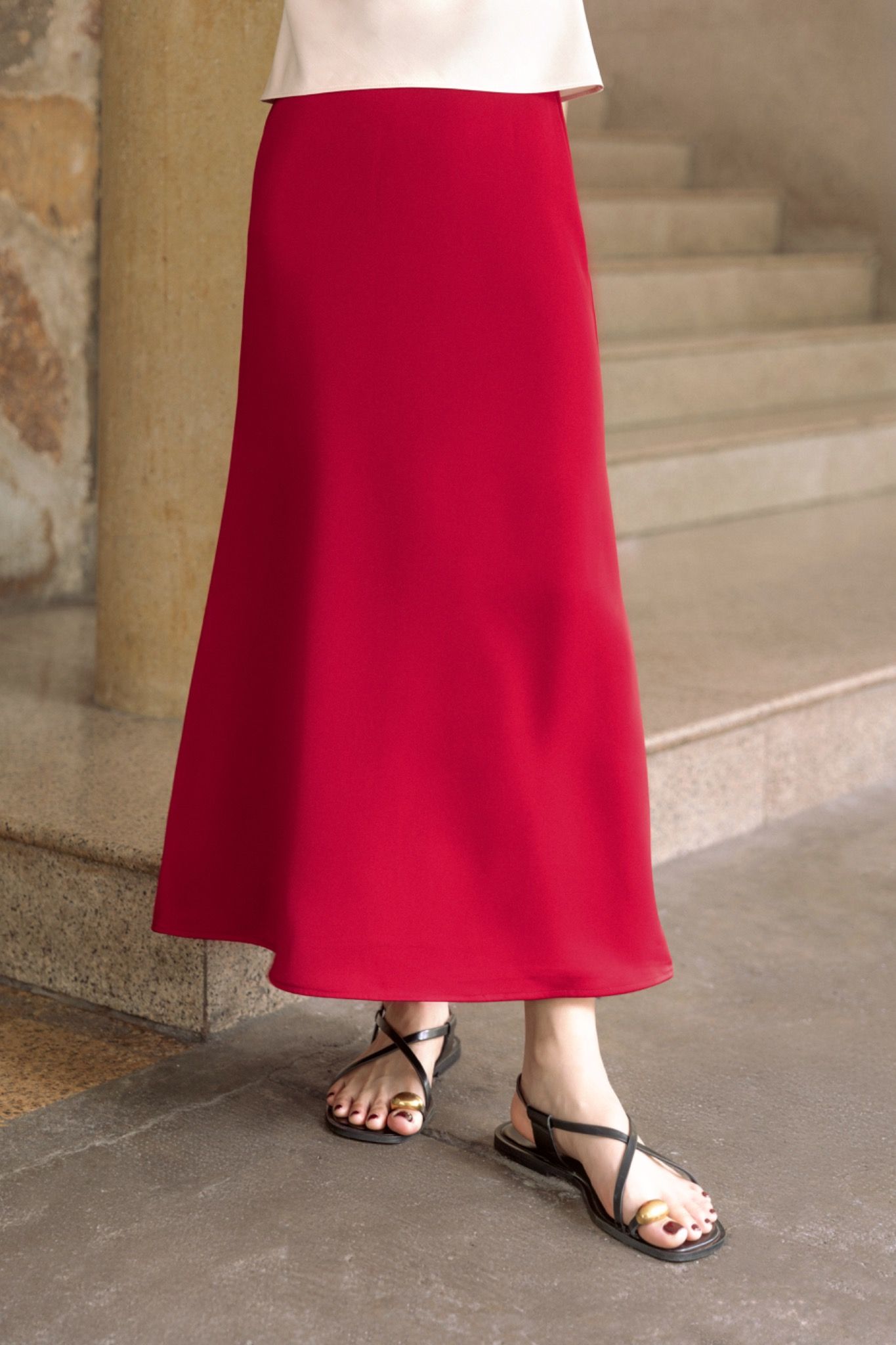 Silk Midi Skirt