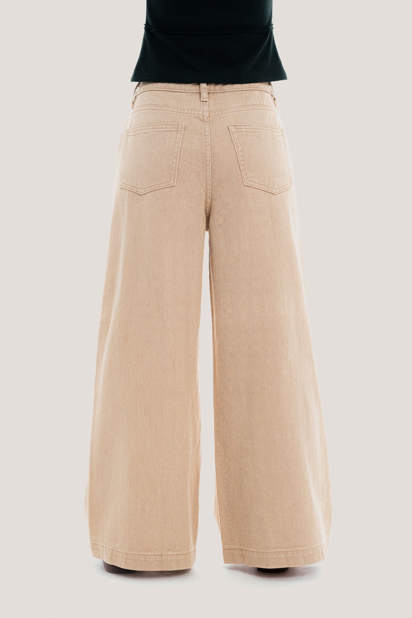 Beige Wide Leg Jeans