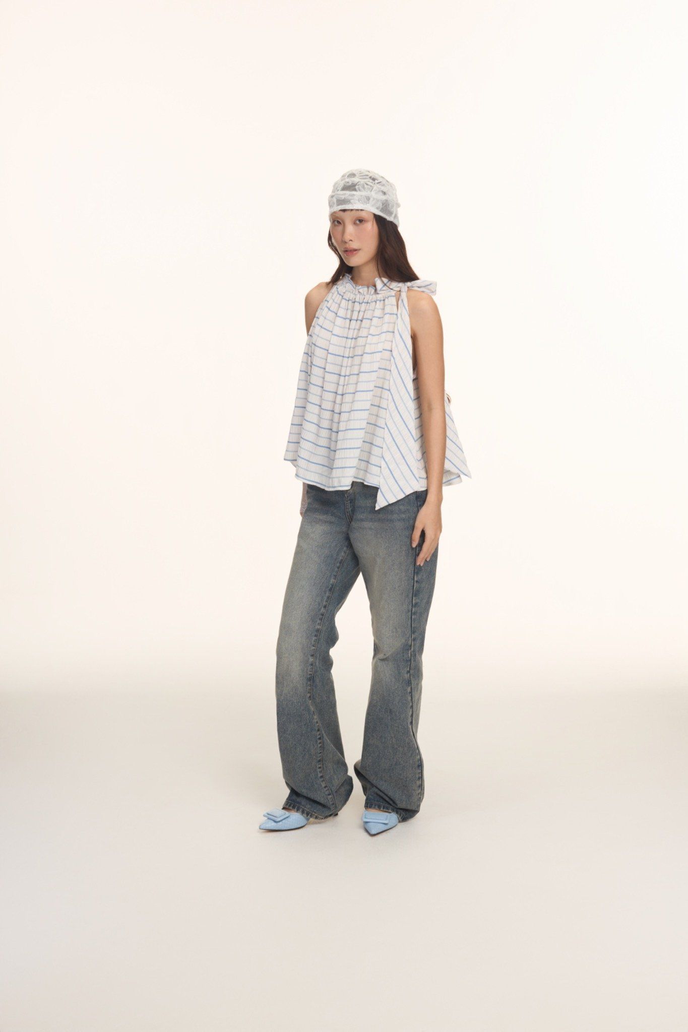 Striped Halter Neck Top