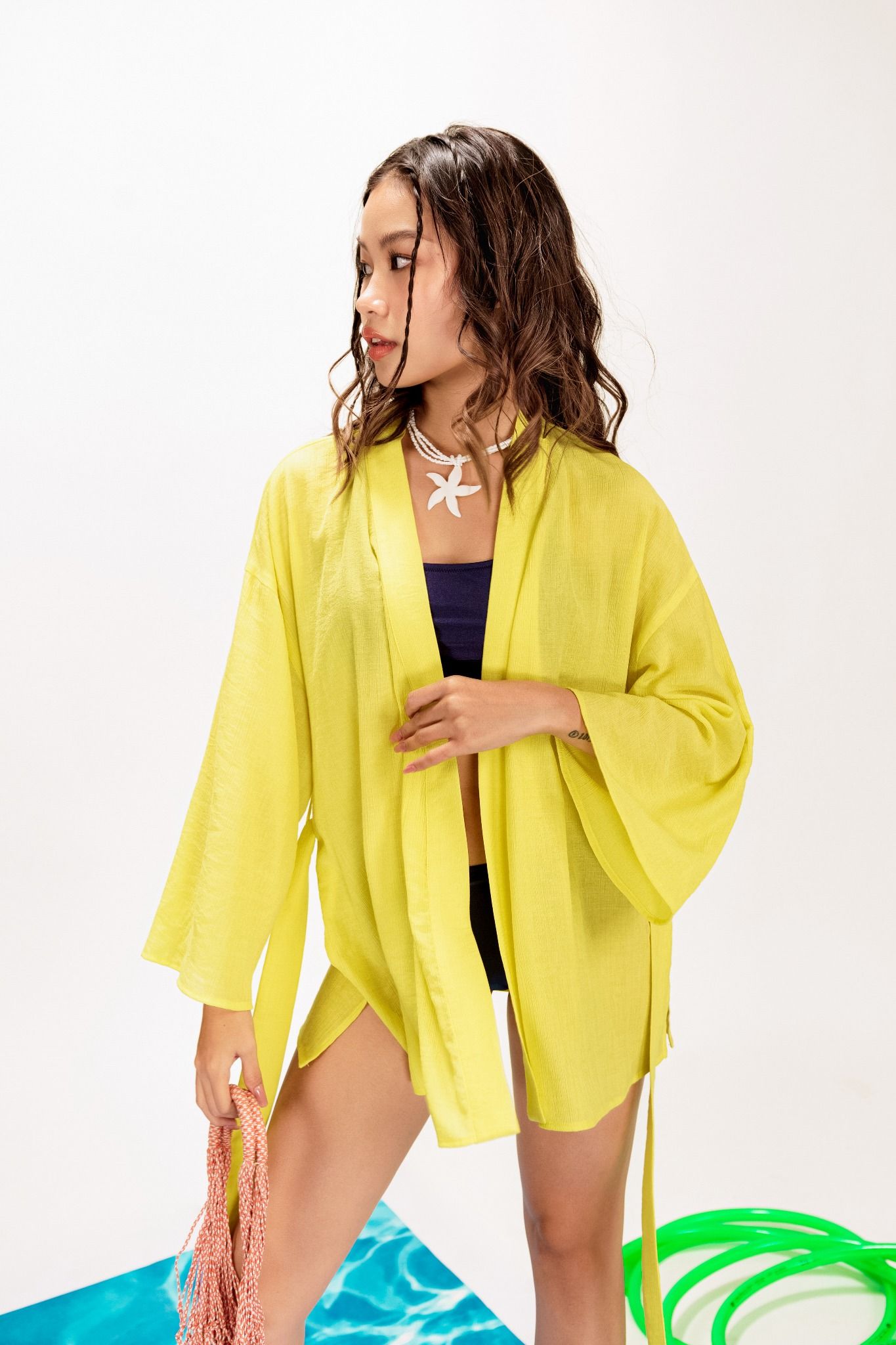  Lemon Yellow For Summer Kimono Top 