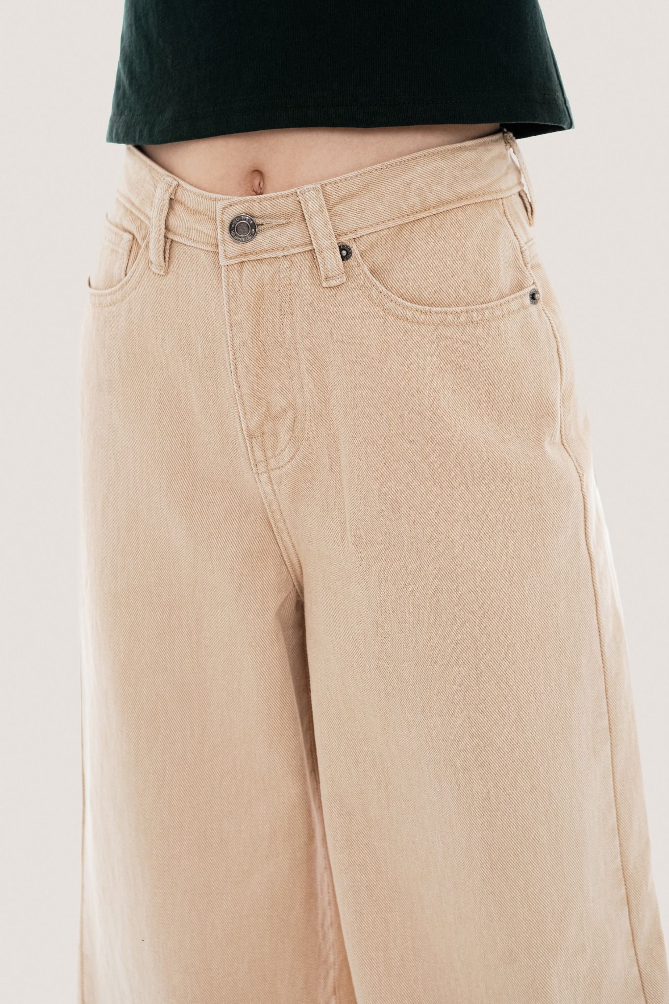  Beige Wide Leg Jeans 