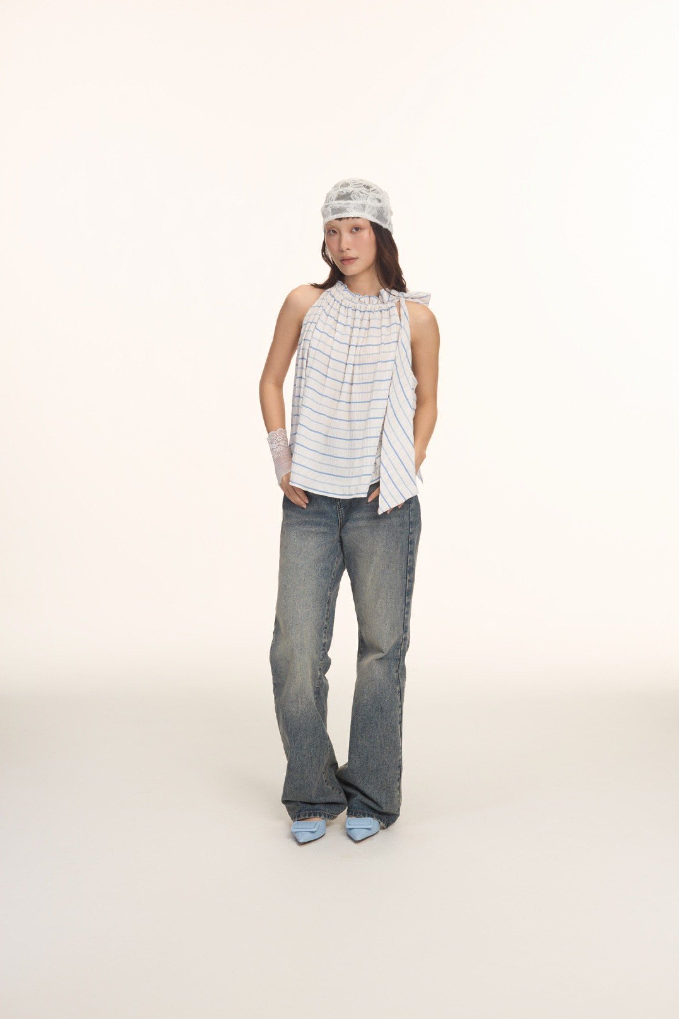 Striped Halter Neck Top