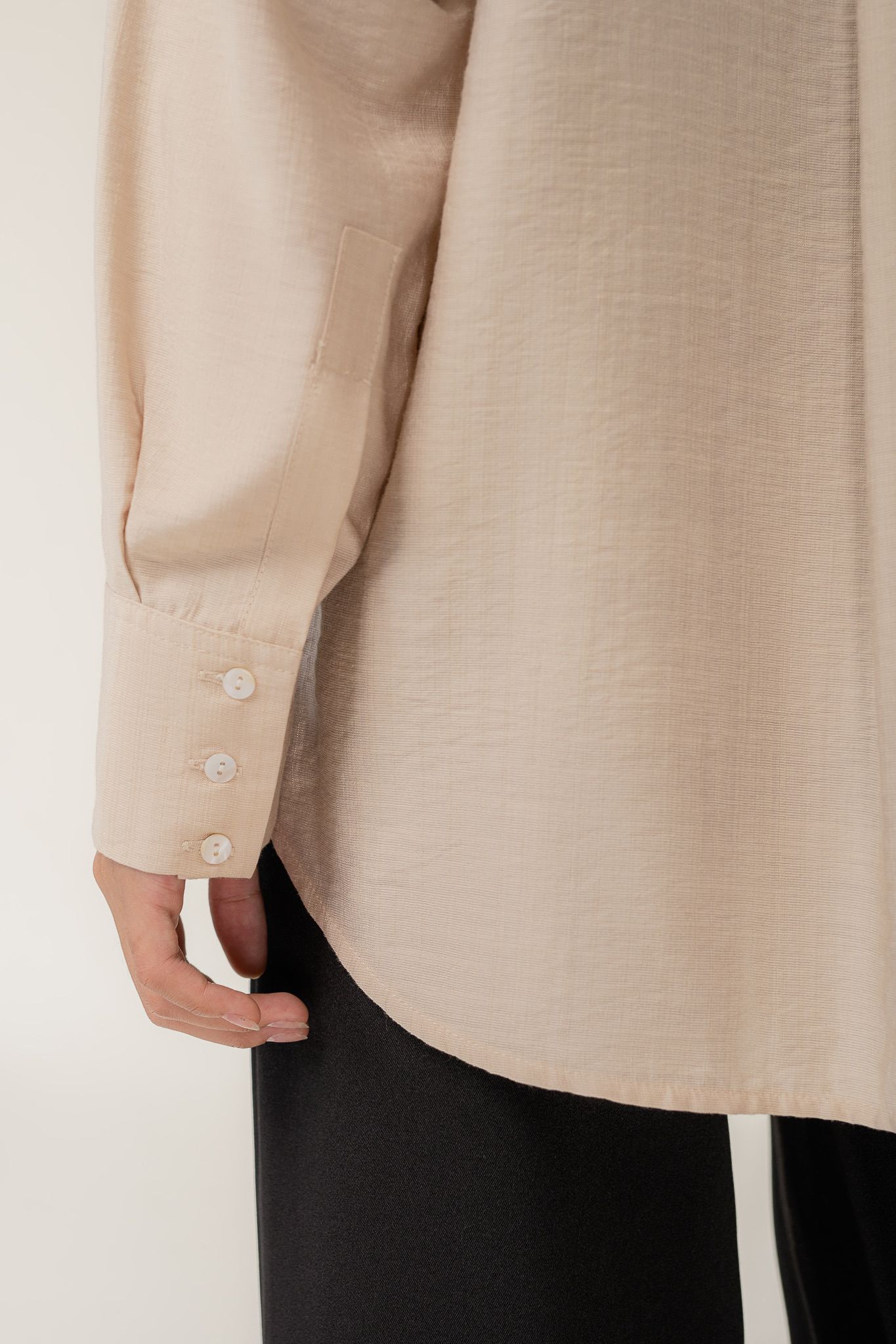  Beige Oversized Linen Shirt 