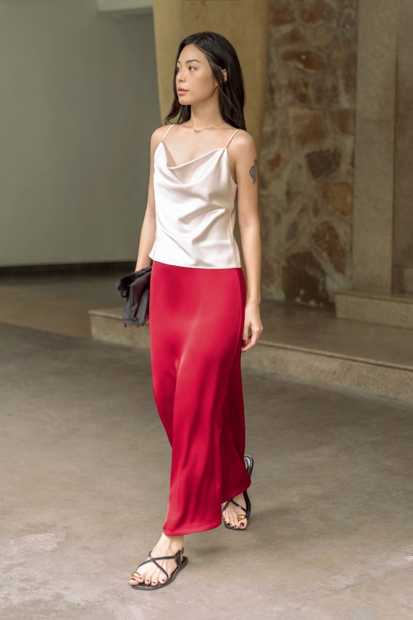 Silk Midi Skirt