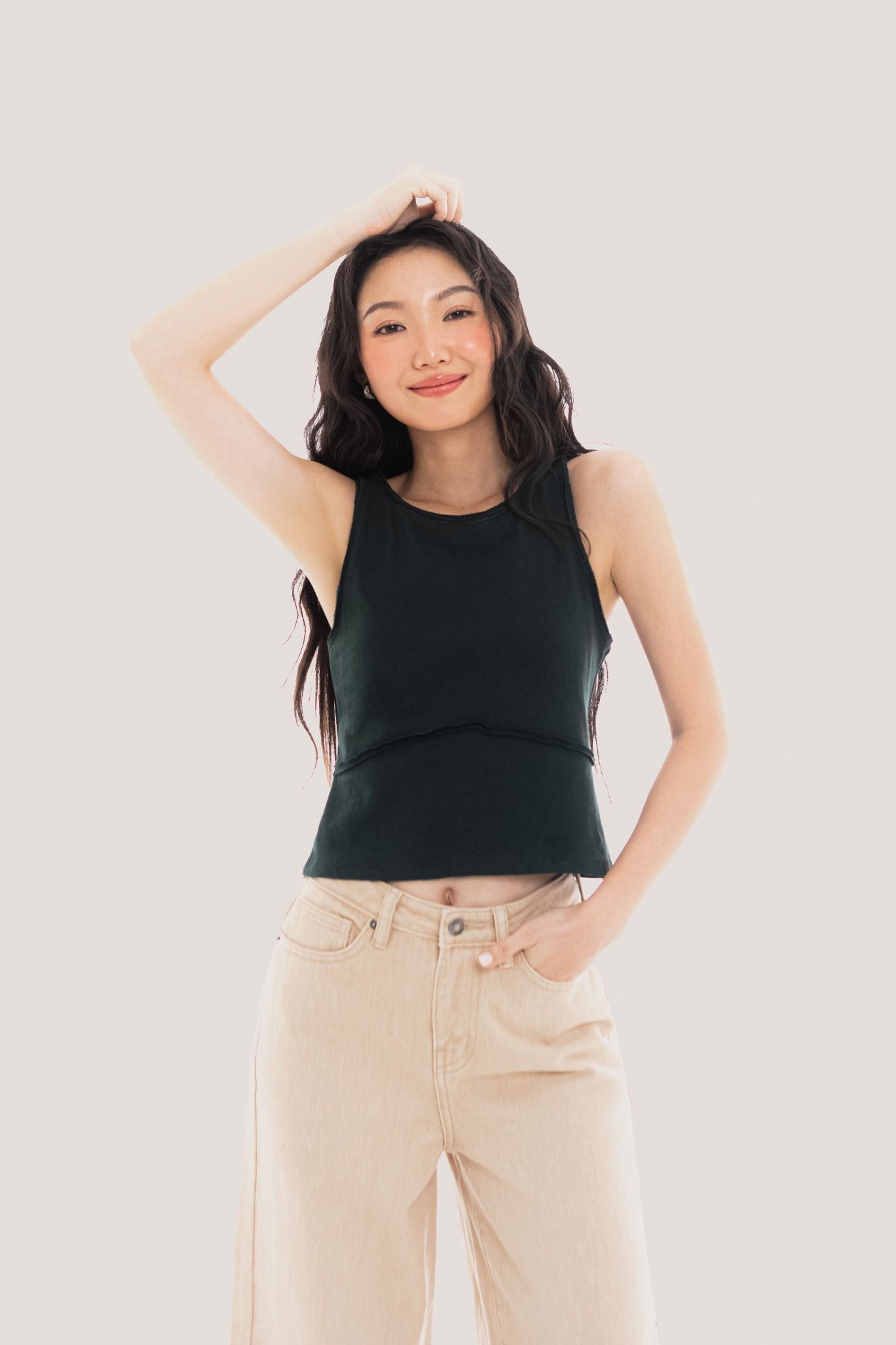Beige Wide Leg Jeans