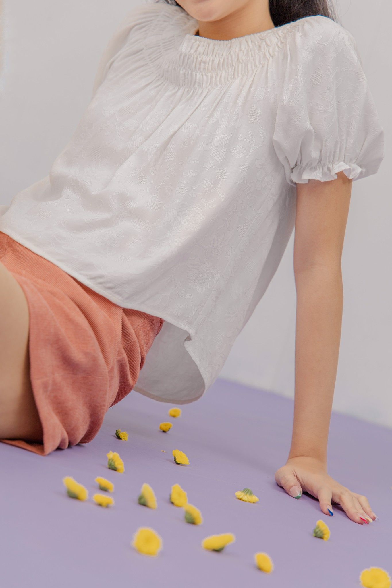 White Smocked Top
