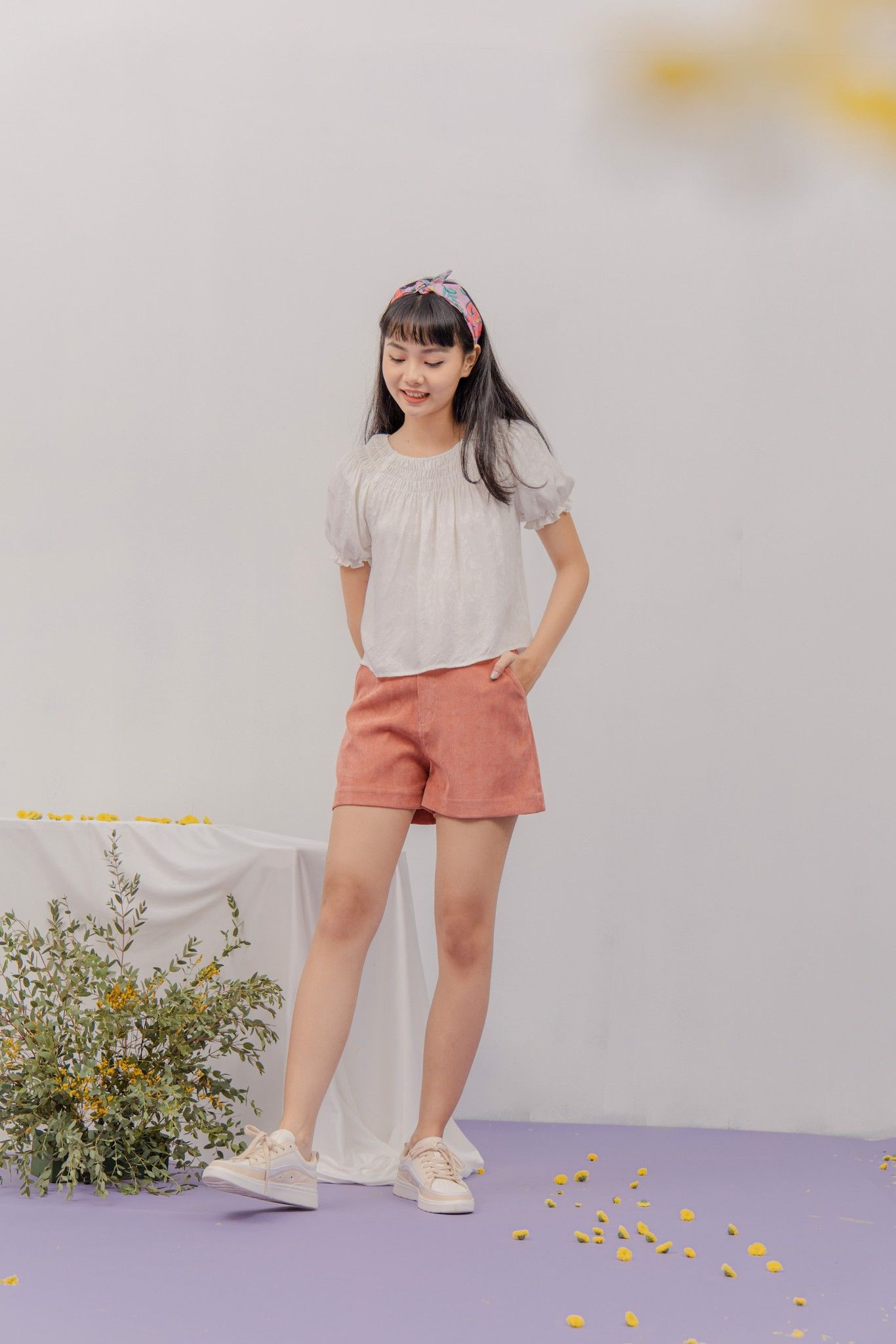 White Smocked Top