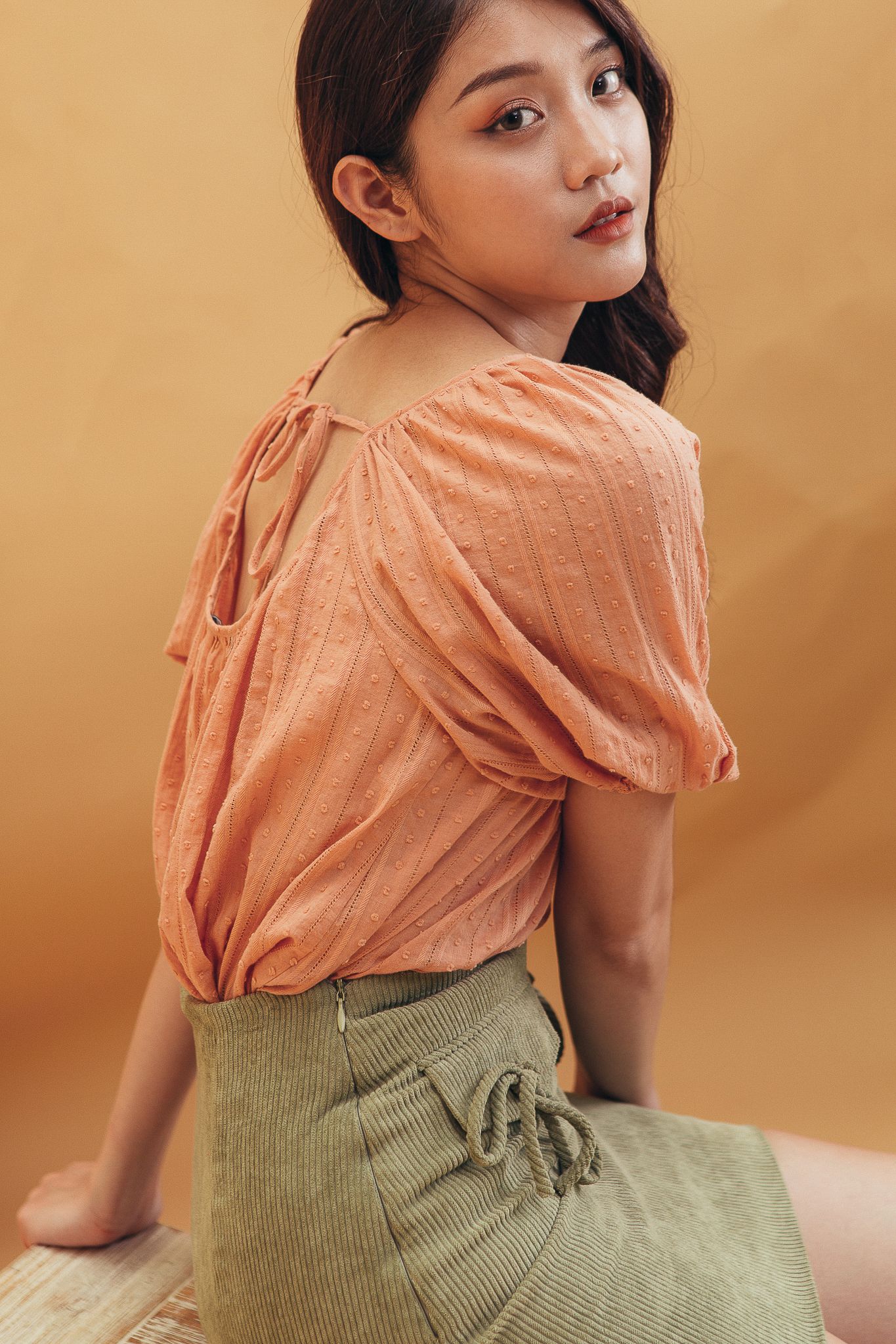 Open Back Top- Peach