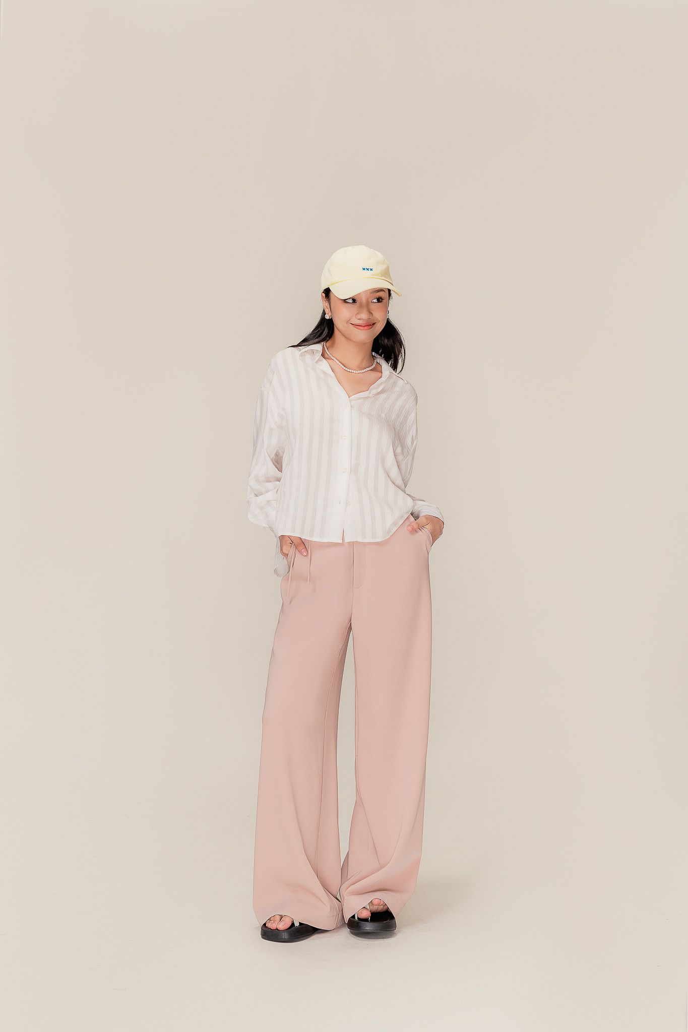  Nude Tie Belt Straight Leg Trousers 