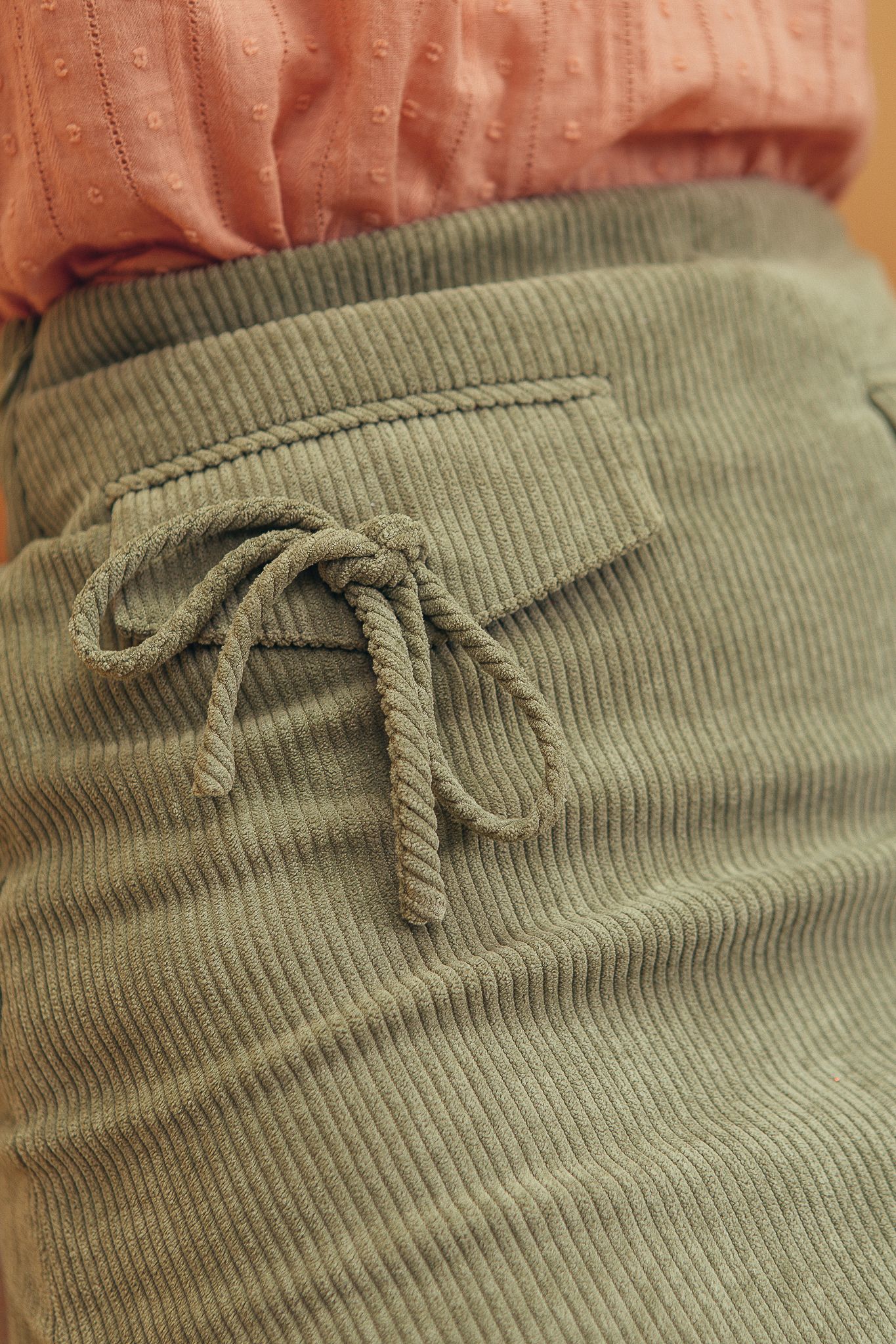 Olive Corduroy Mini Skirt