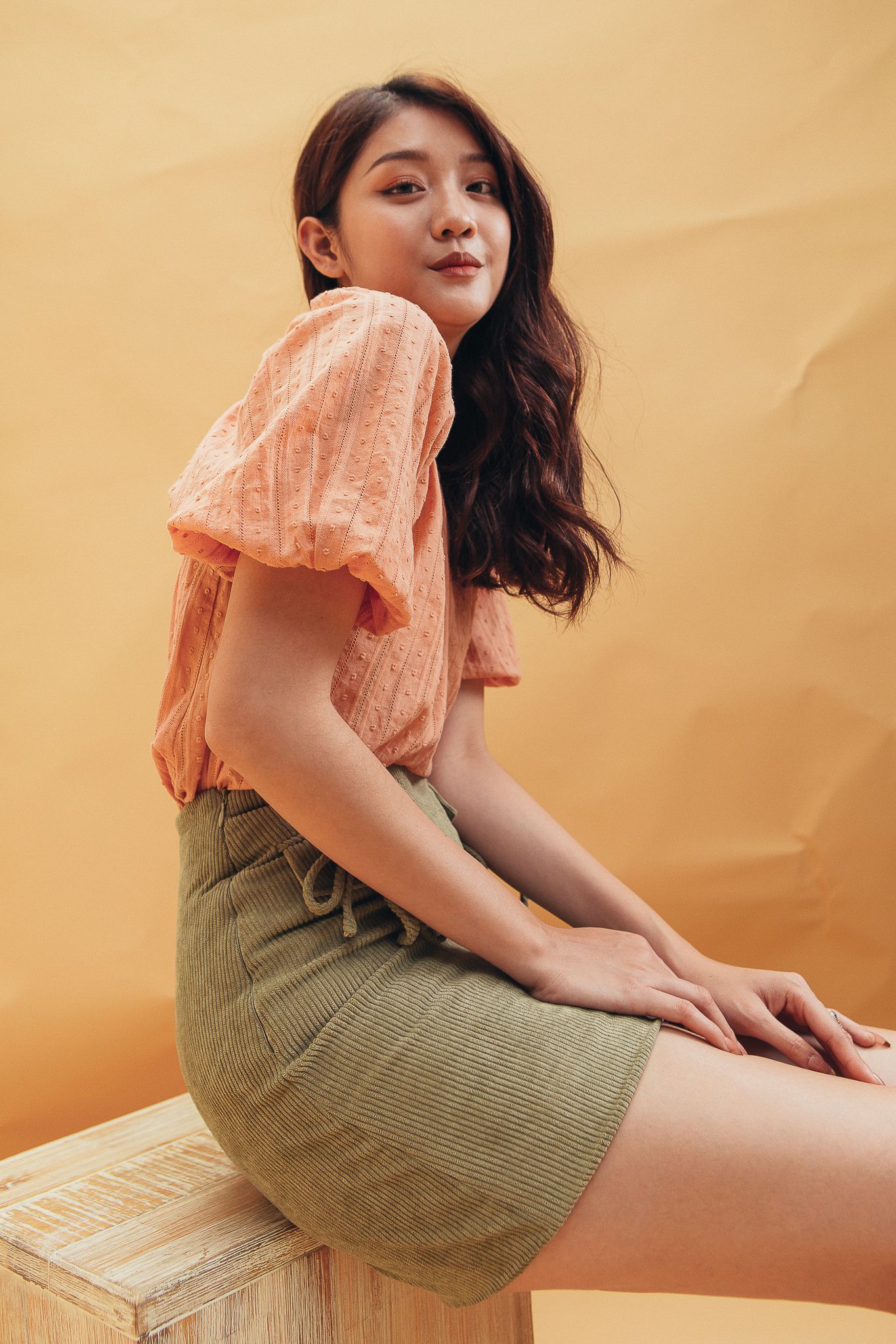 Olive Corduroy Mini Skirt