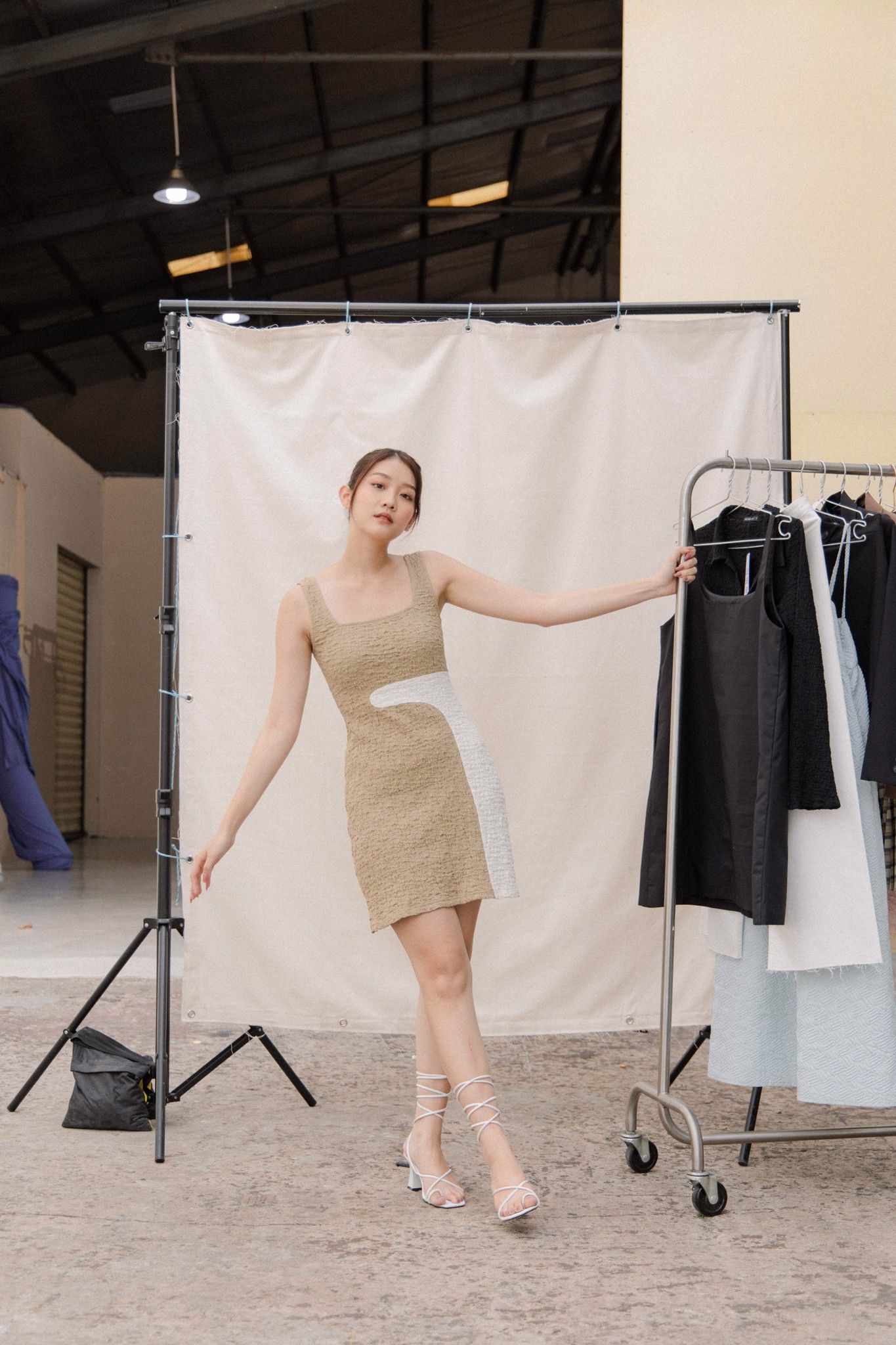 Two Toned Creased Effect Dress
