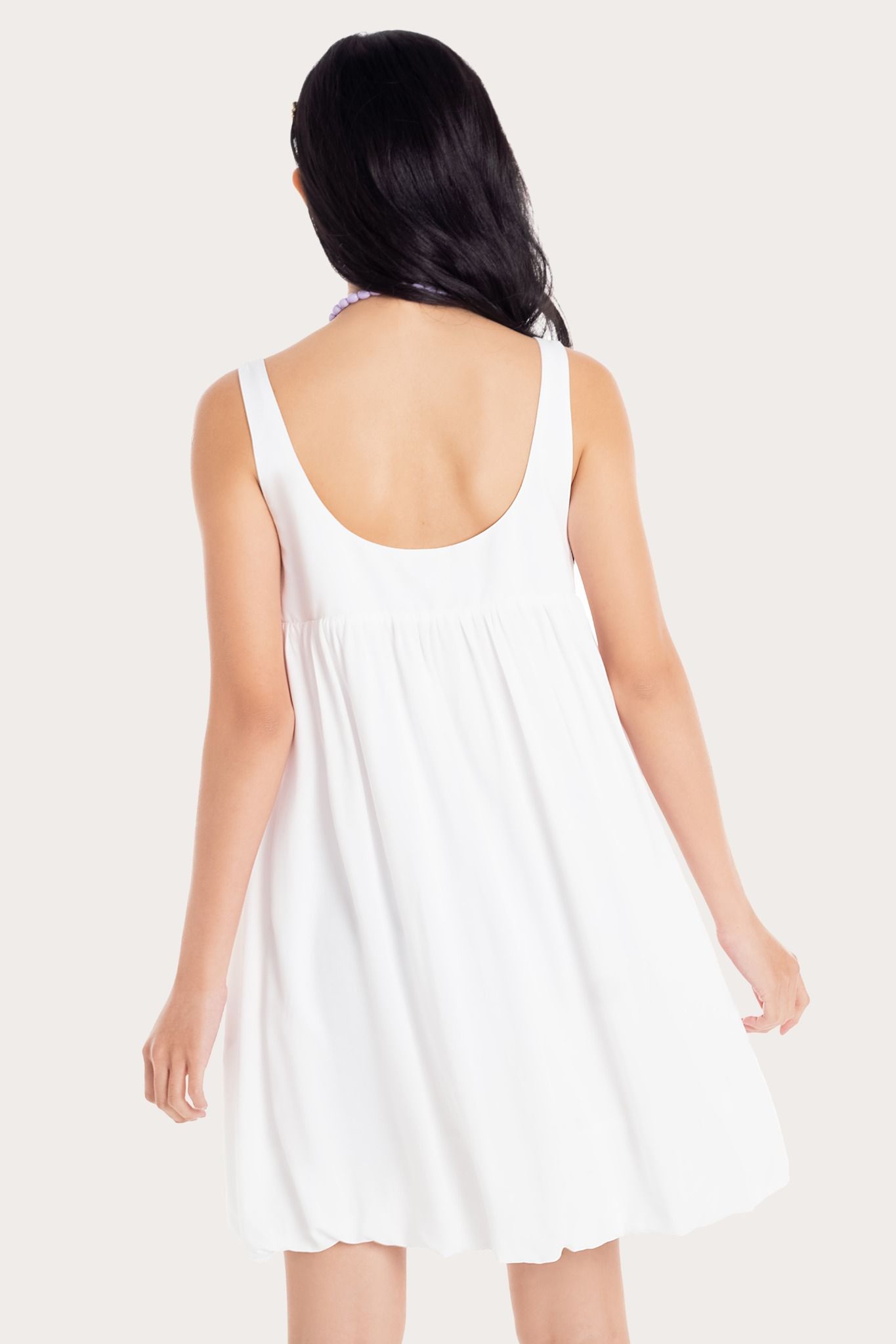  White Comfy Bubble Mini Dress 