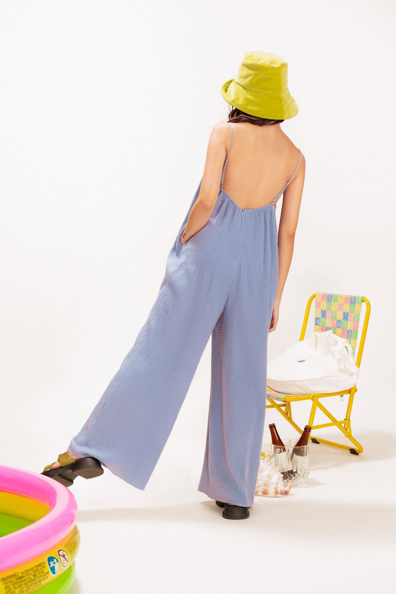  Periwinkle Breezy Strappy Muslin Jumpsuit 