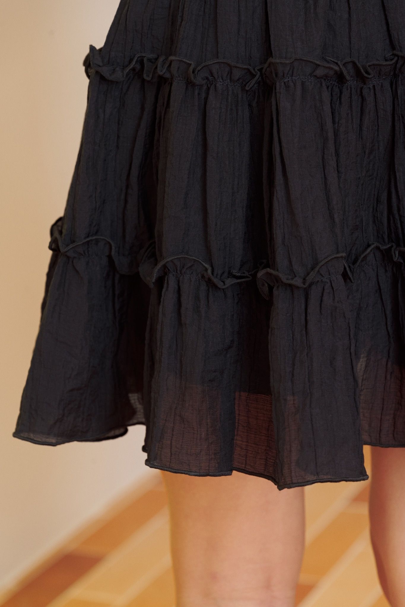 Black Tiered Mini Skirt