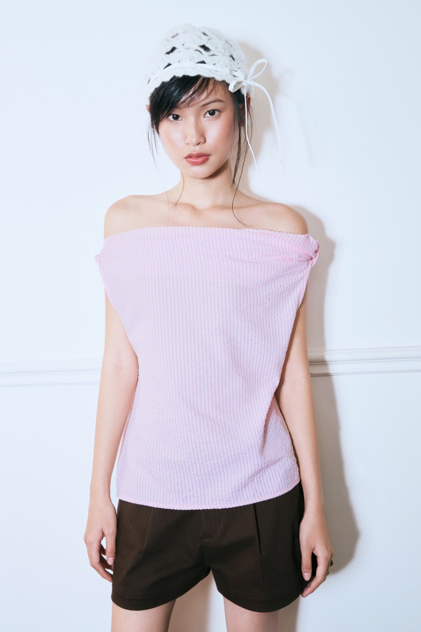 Striped One Shoulder Top