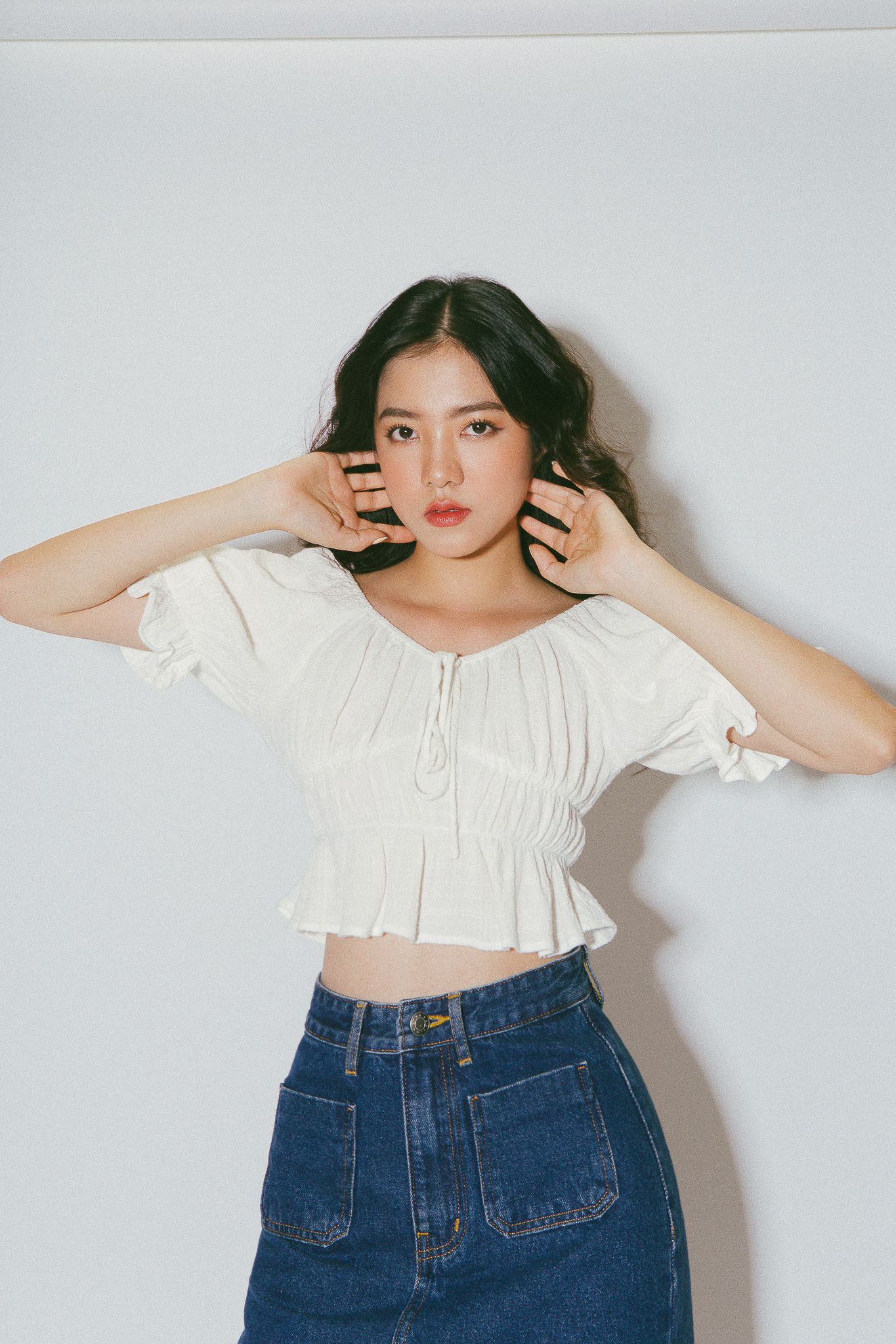 White Puff Sleeve Cotton Top
