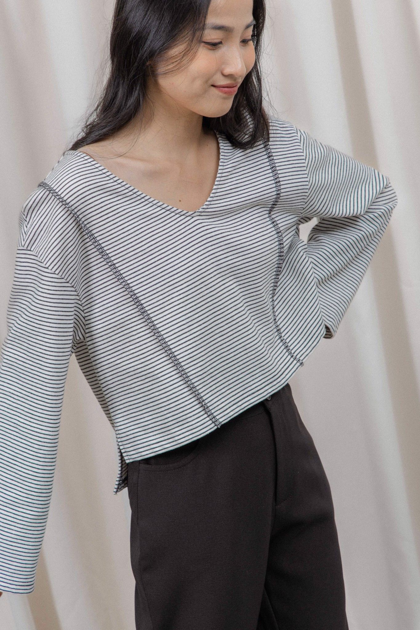 Striped Long Sleeve Oversized Top
