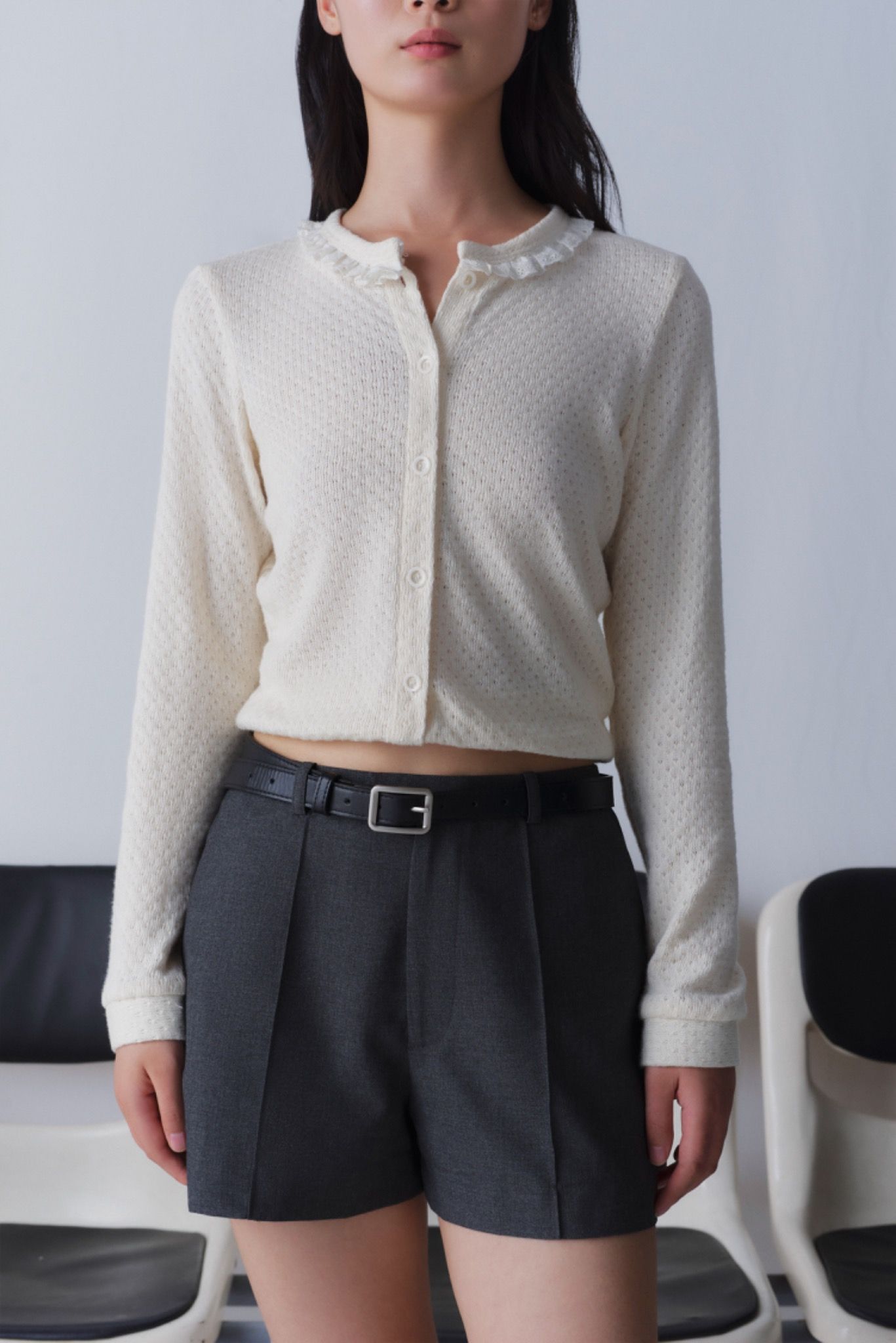 Ivory Lace Trim Cardigan