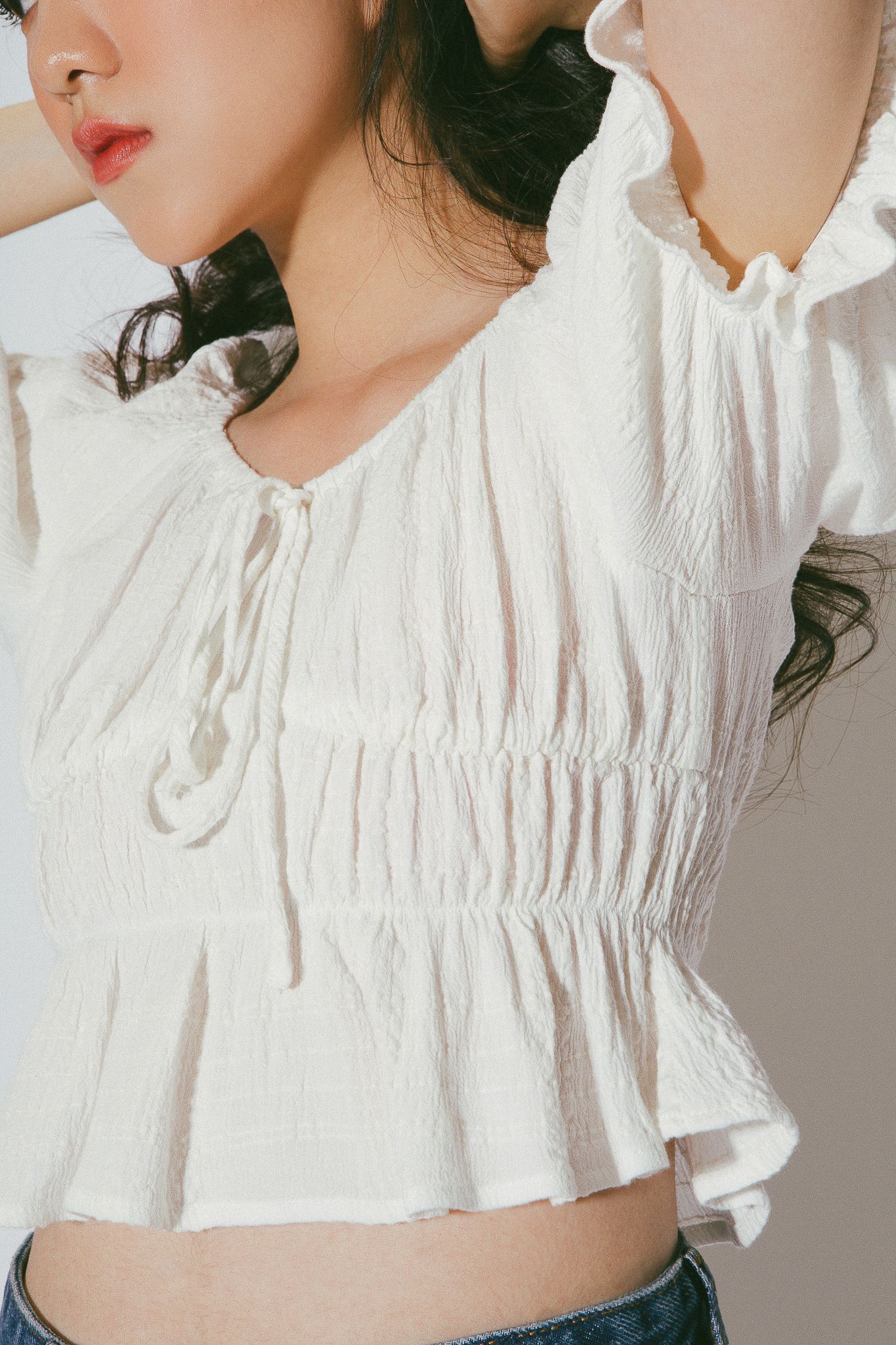 White Puff Sleeve Cotton Top