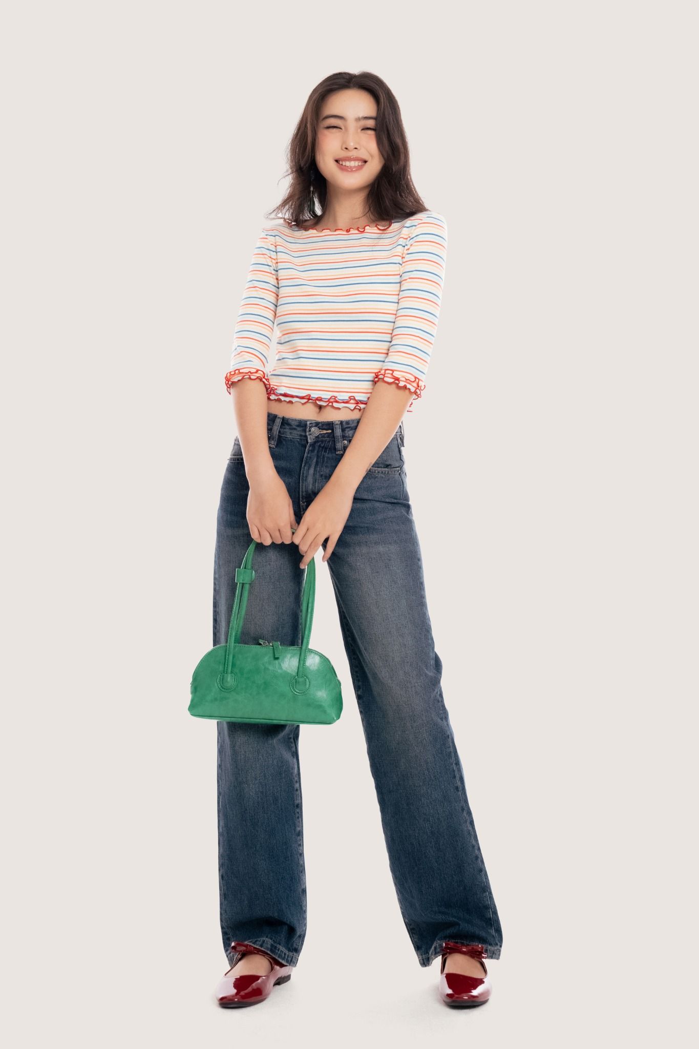 Dark Blue Wash Low Rise Slim Relaxed Jeans