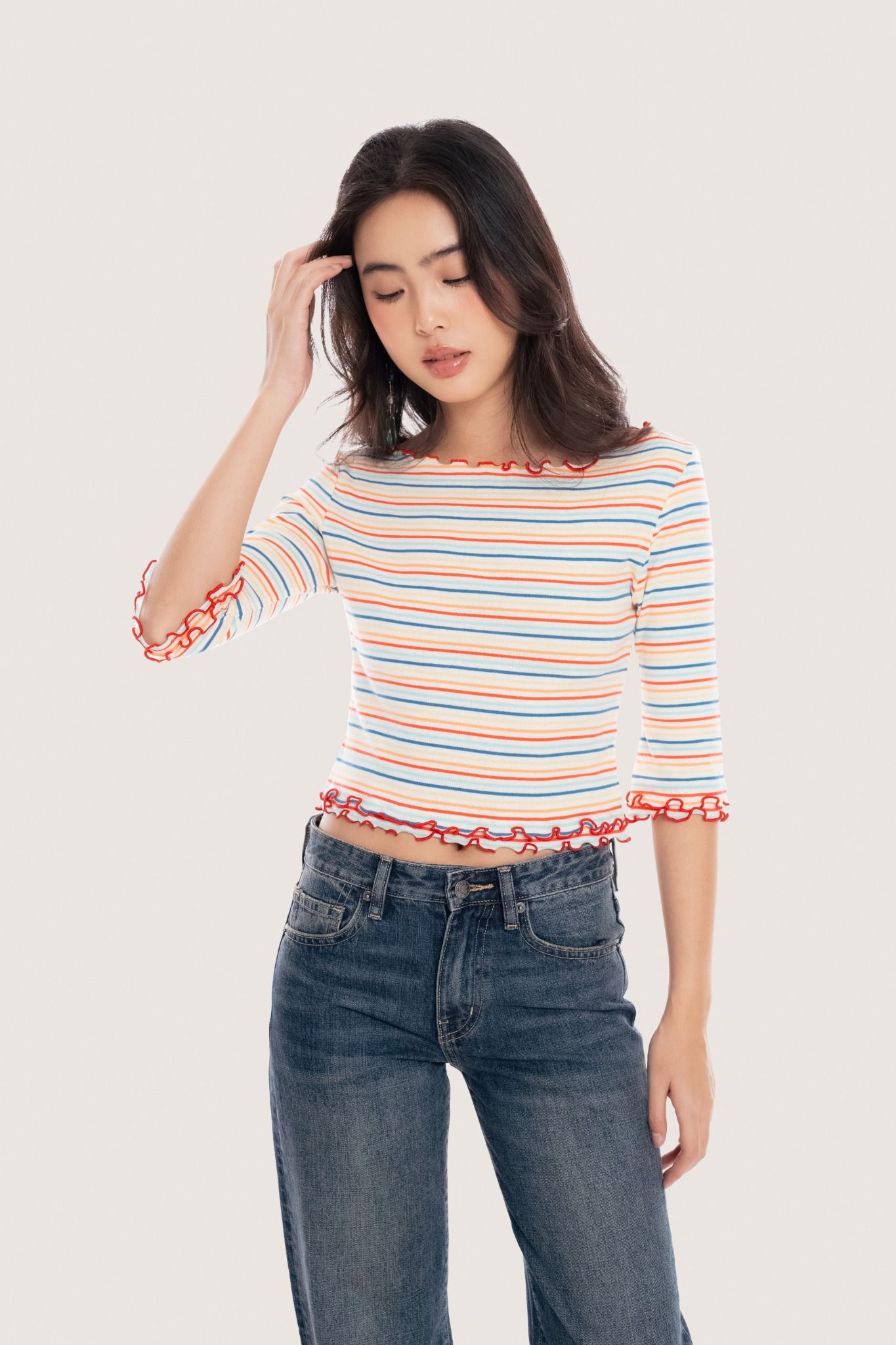 Dark Blue Wash Low Rise Slim Relaxed Jeans