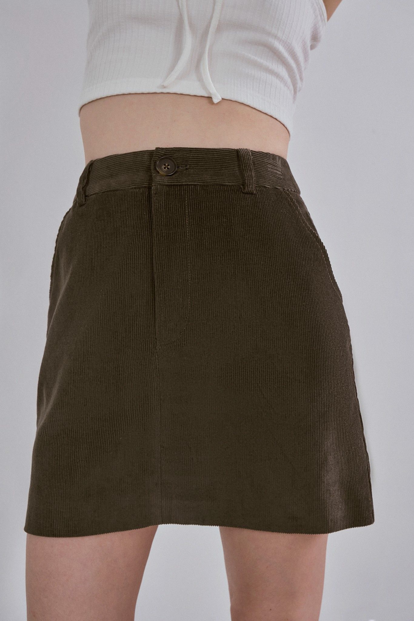 Green Corduroy Mini Skirt