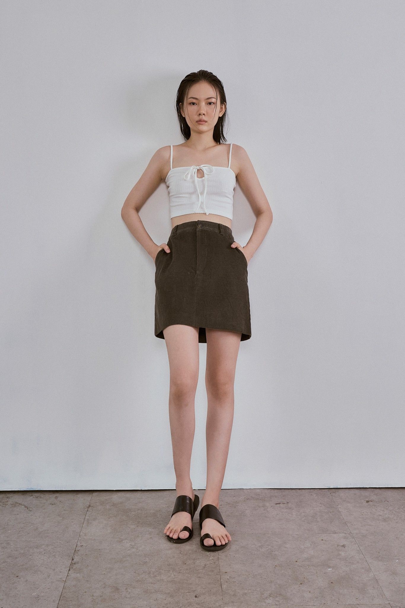 Green Corduroy Mini Skirt