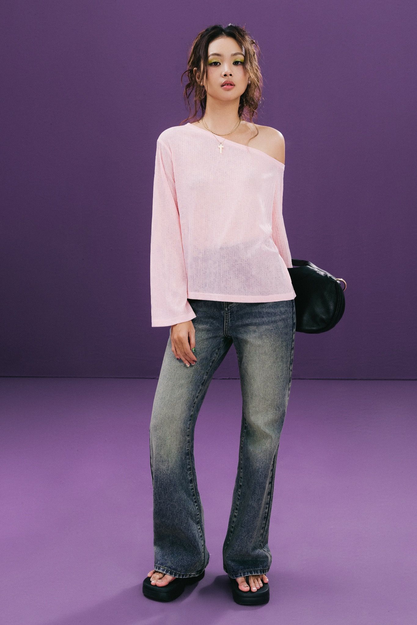 Medium Blue Wash Flared Jeans