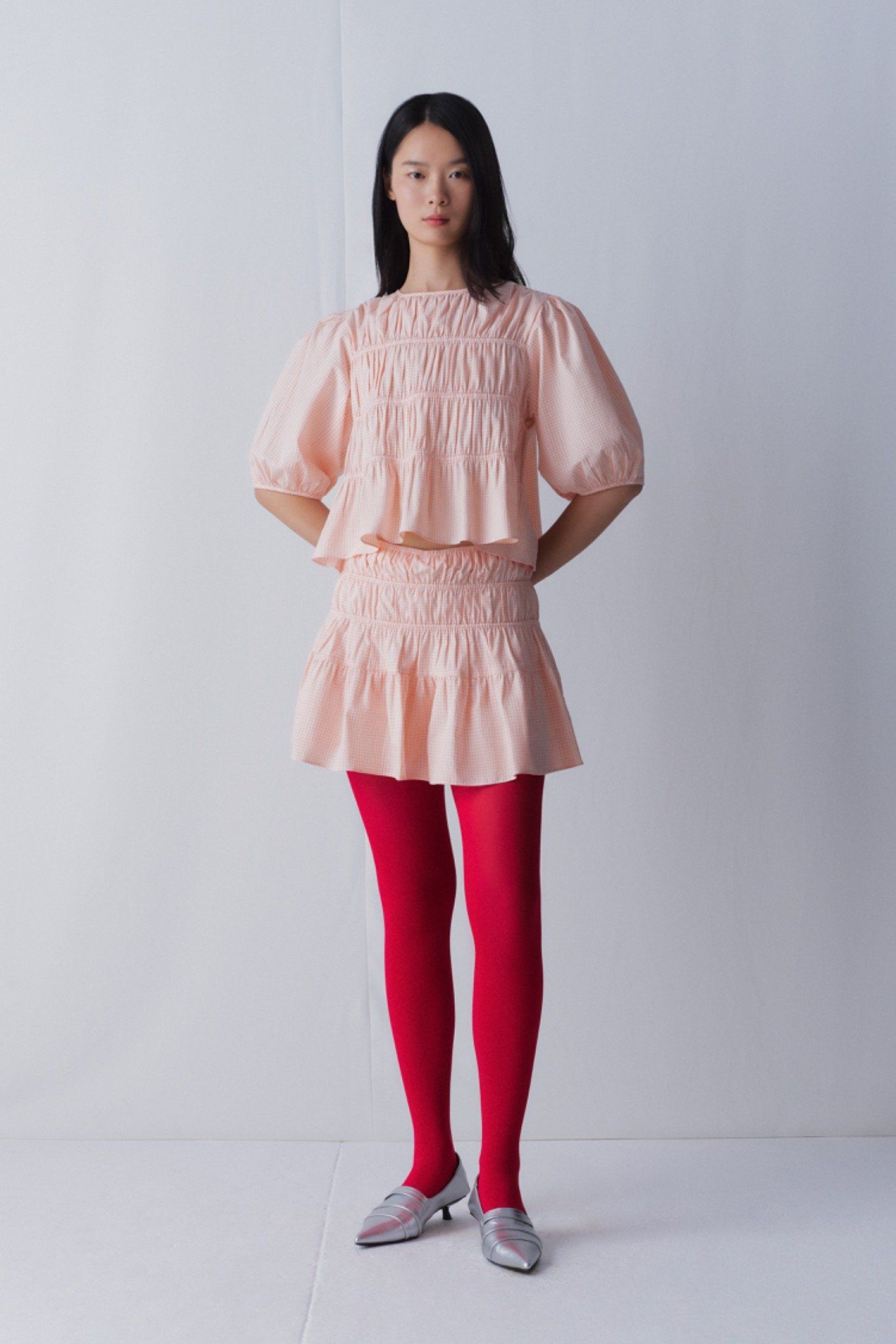 Gingham Smock Mini Skirt