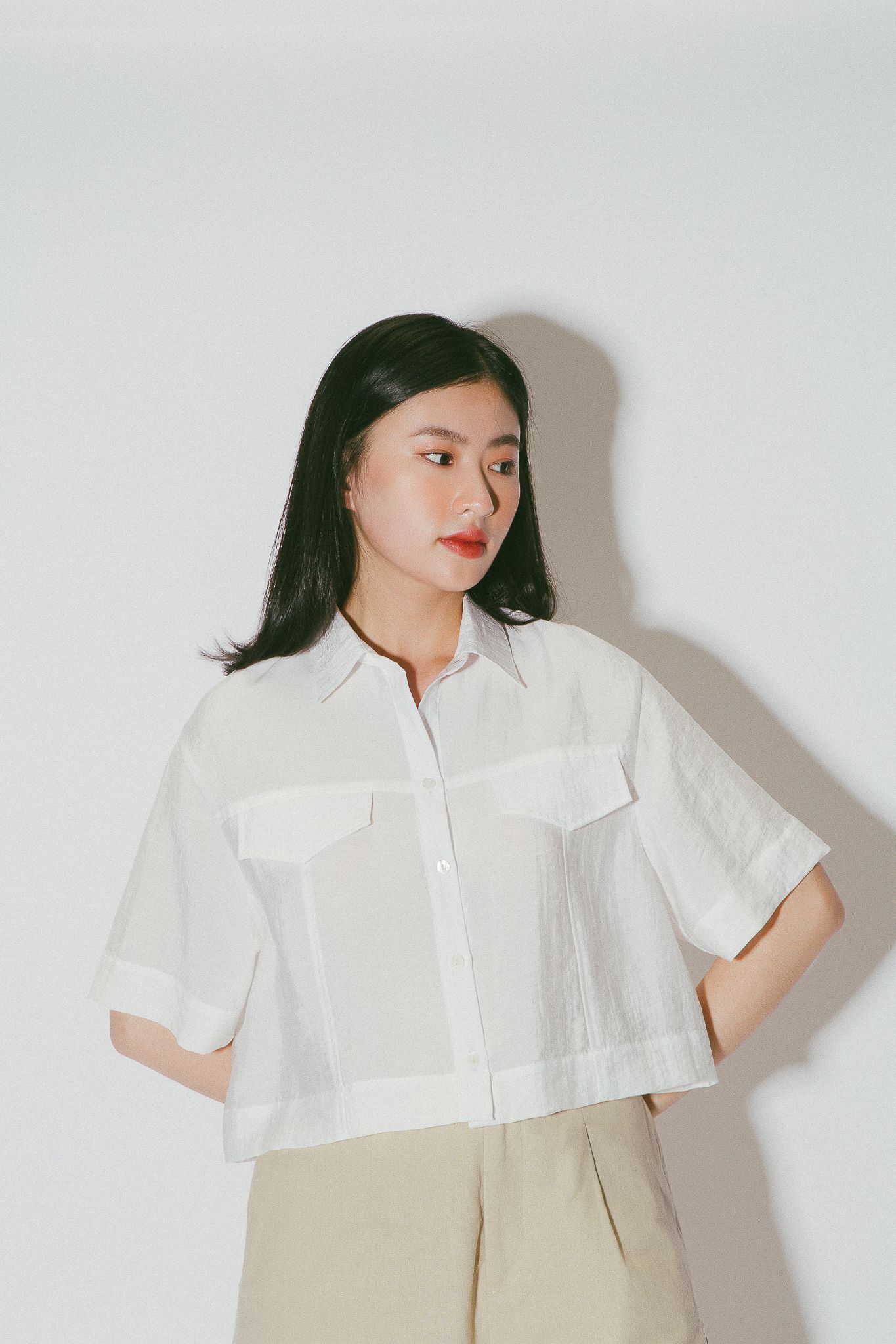 White Cropped Shirt