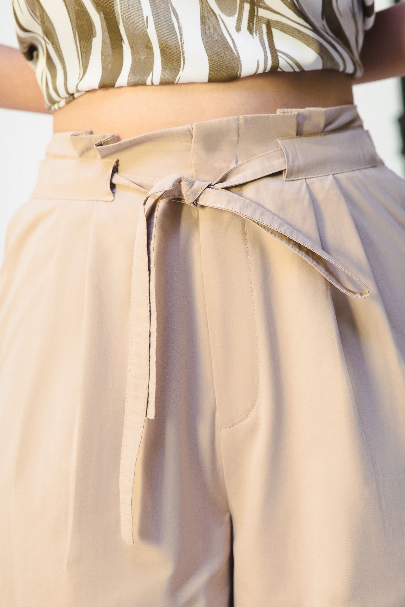 Wide Leg Trousers - Light Brown