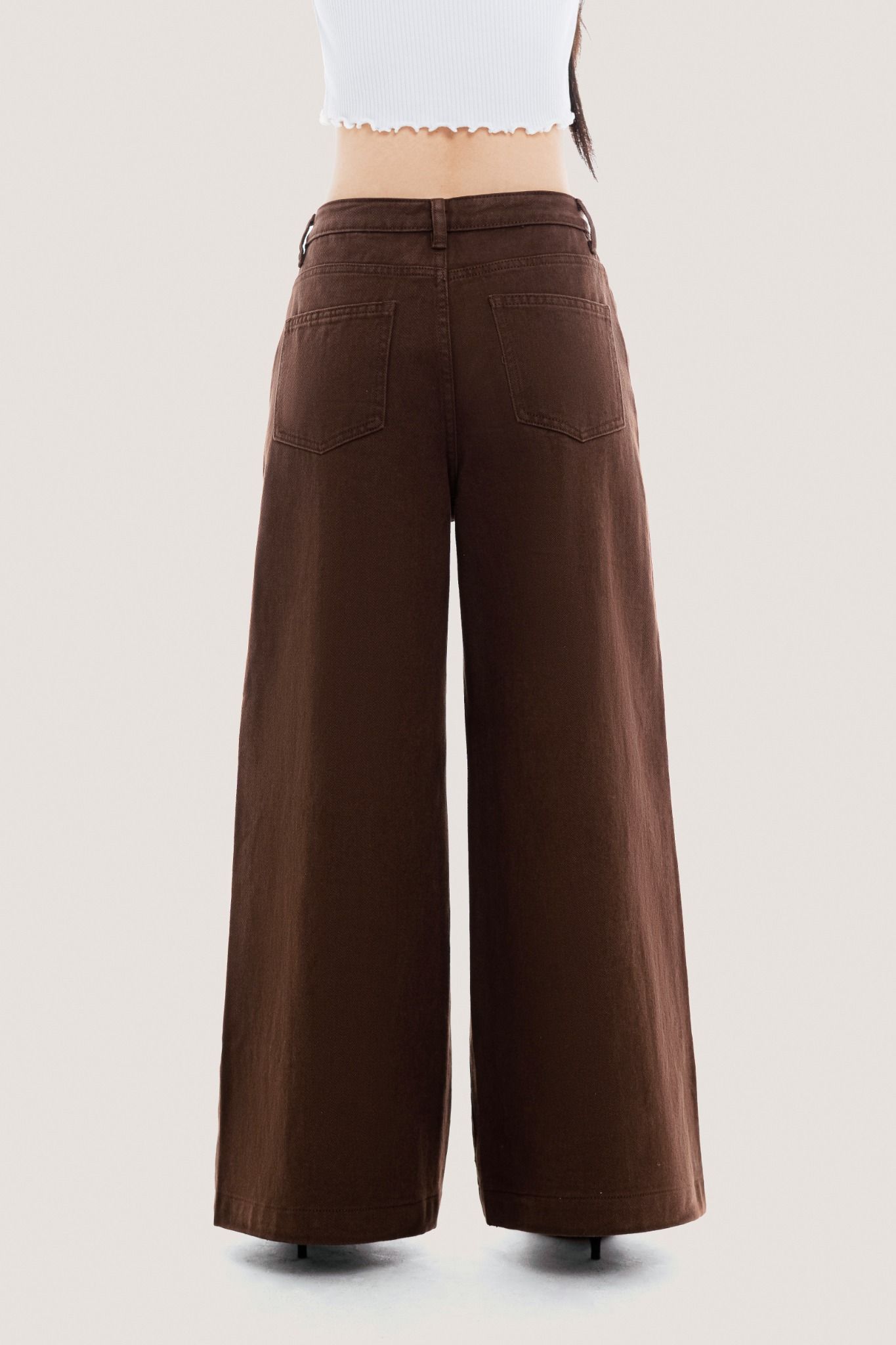  Dark Brown Wide Leg Jeans 