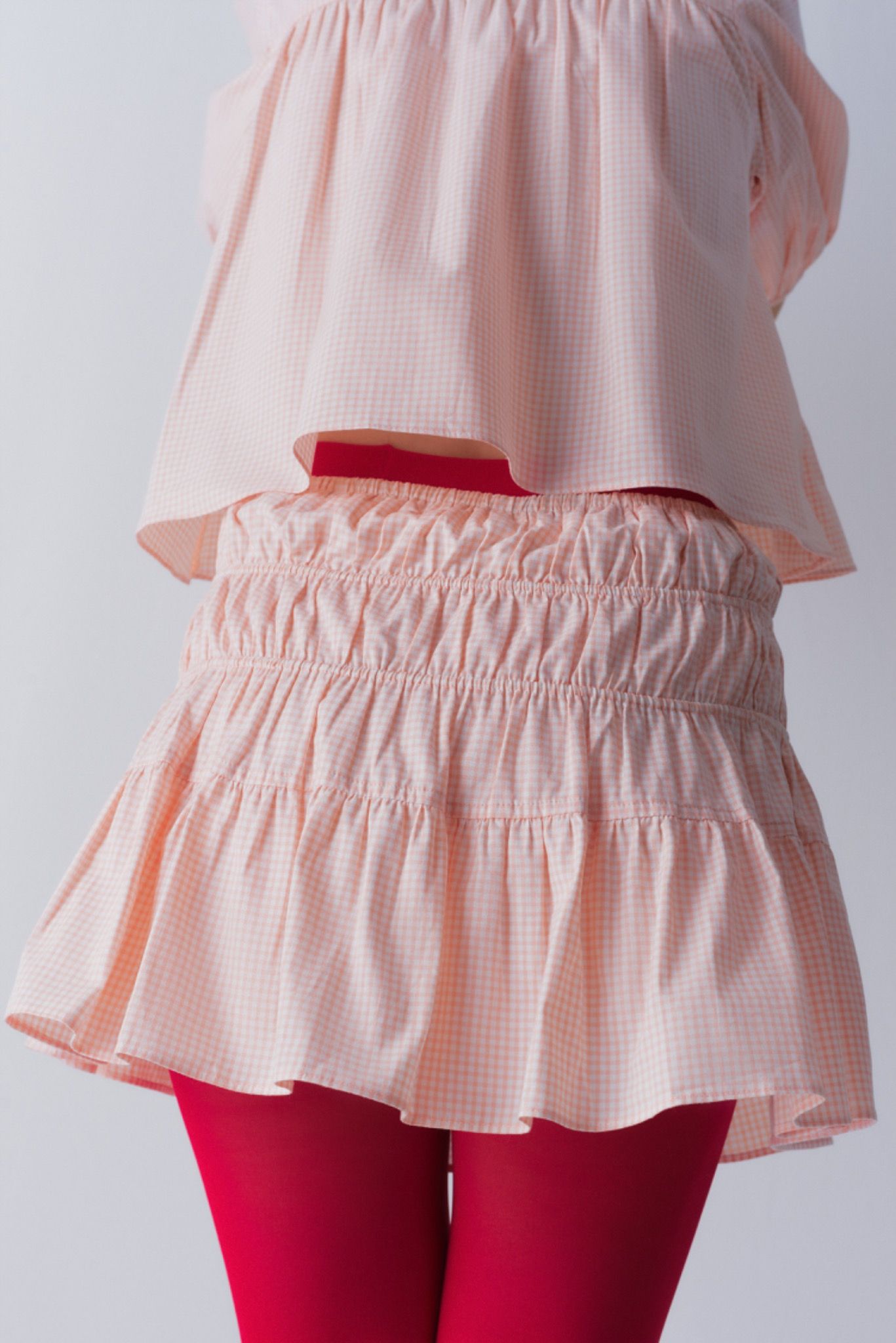 Gingham Smock Mini Skirt