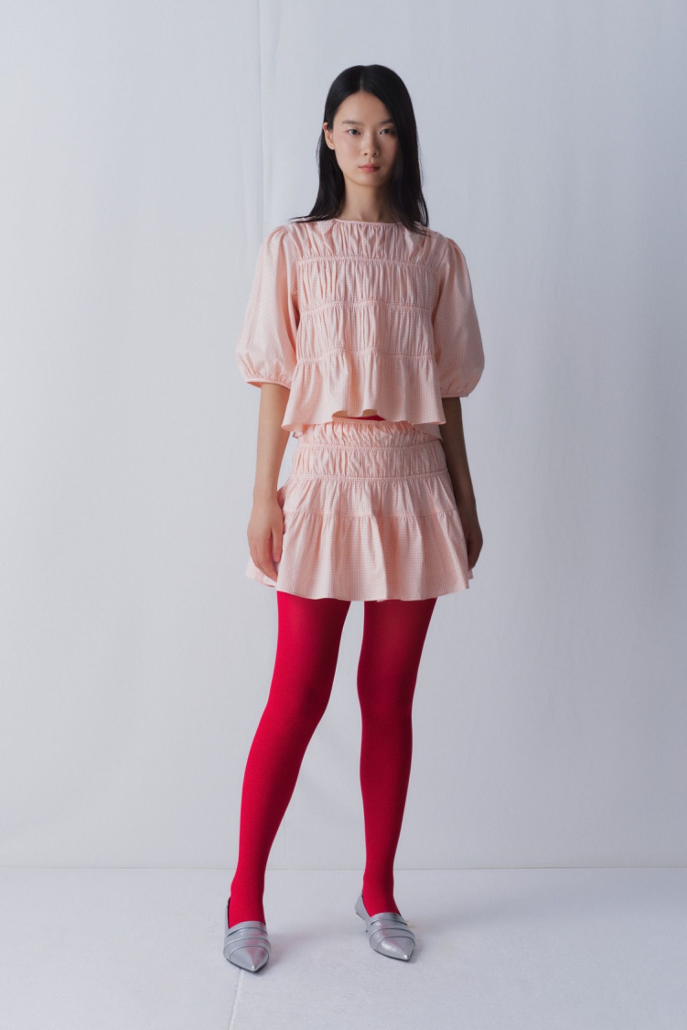Gingham Smock Mini Skirt