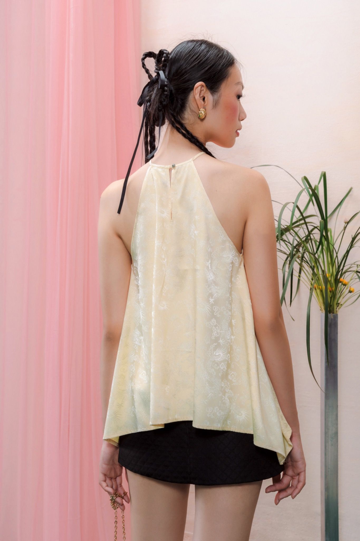 Brocaded Halter Neck Top