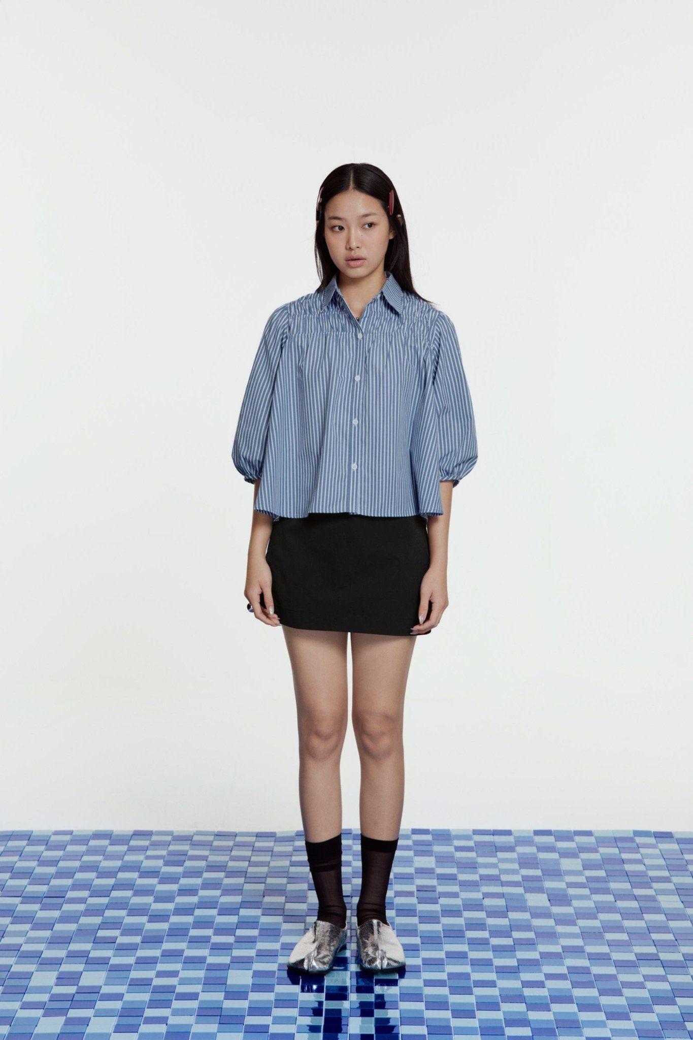 Striped Smocking Top