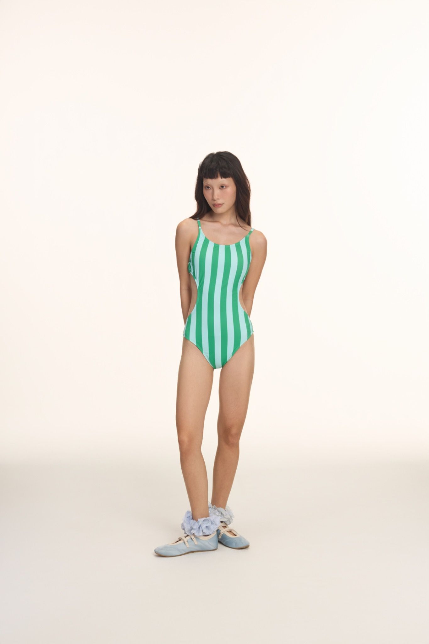 Striped Cut-Out Swimsuit