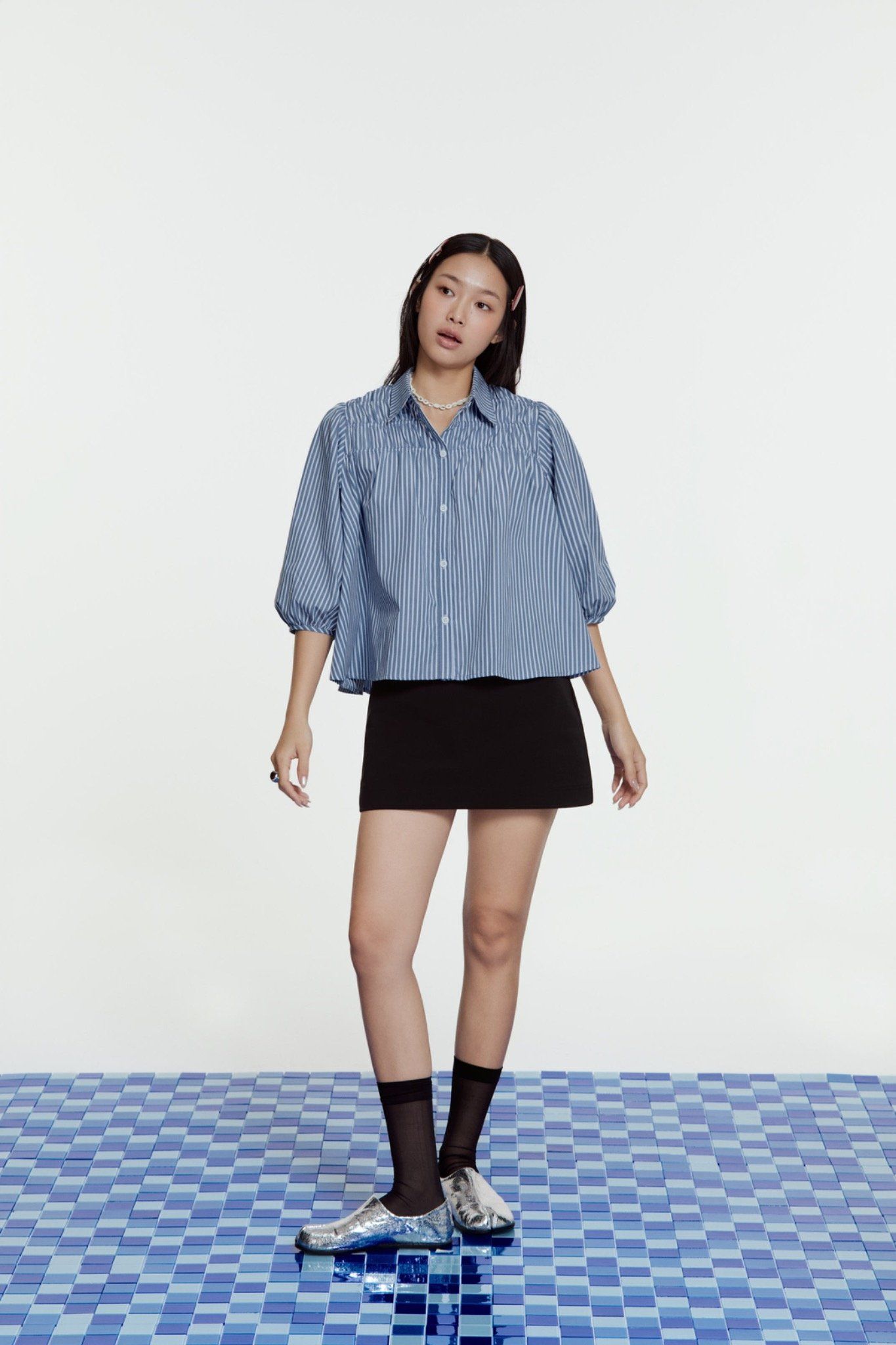 Striped Smocking Top