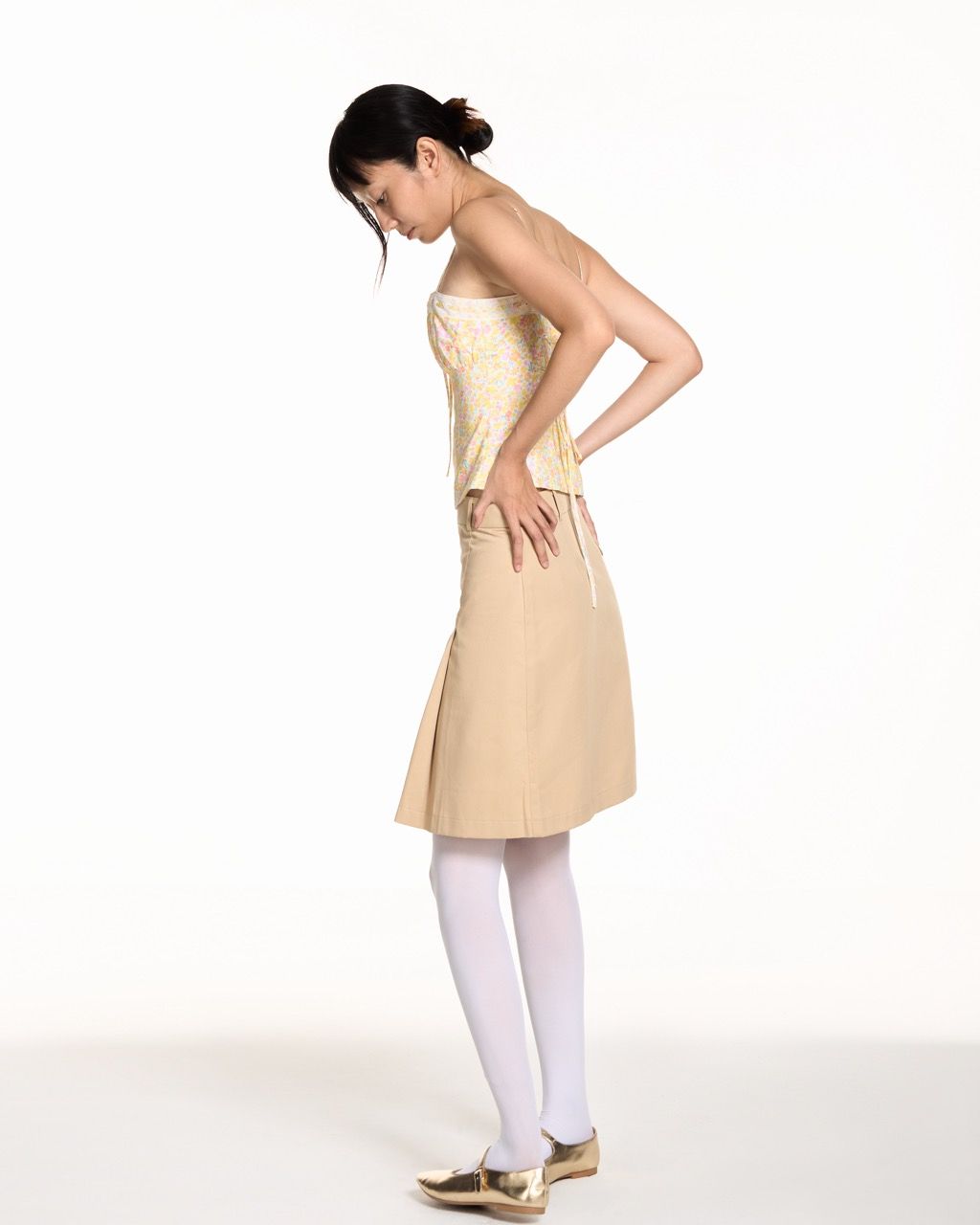 Pleated Mid-Length Skirt