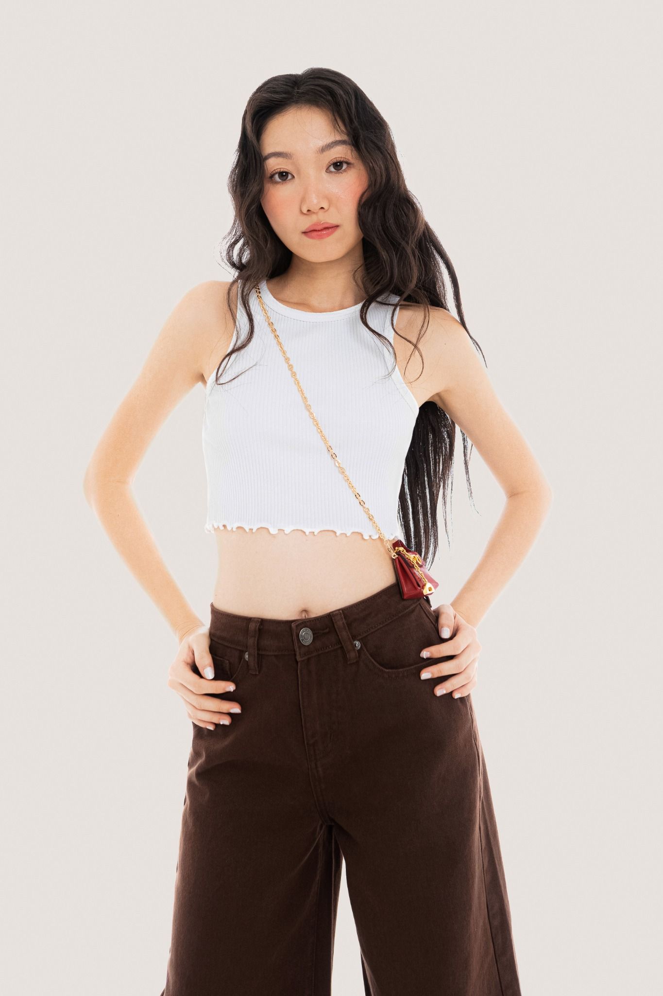  Dark Brown Wide Leg Jeans 