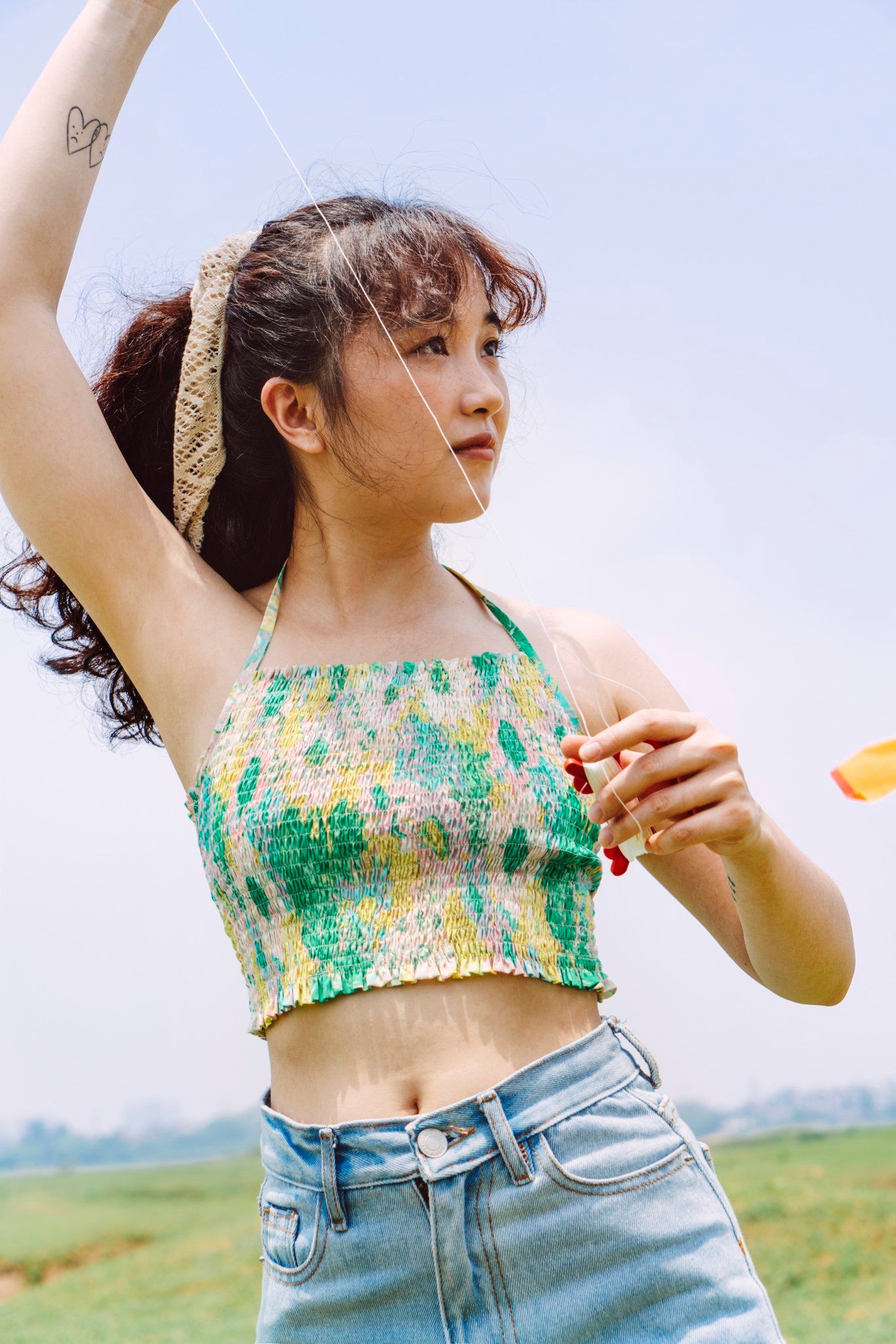 Green Floral Halter Neck Top