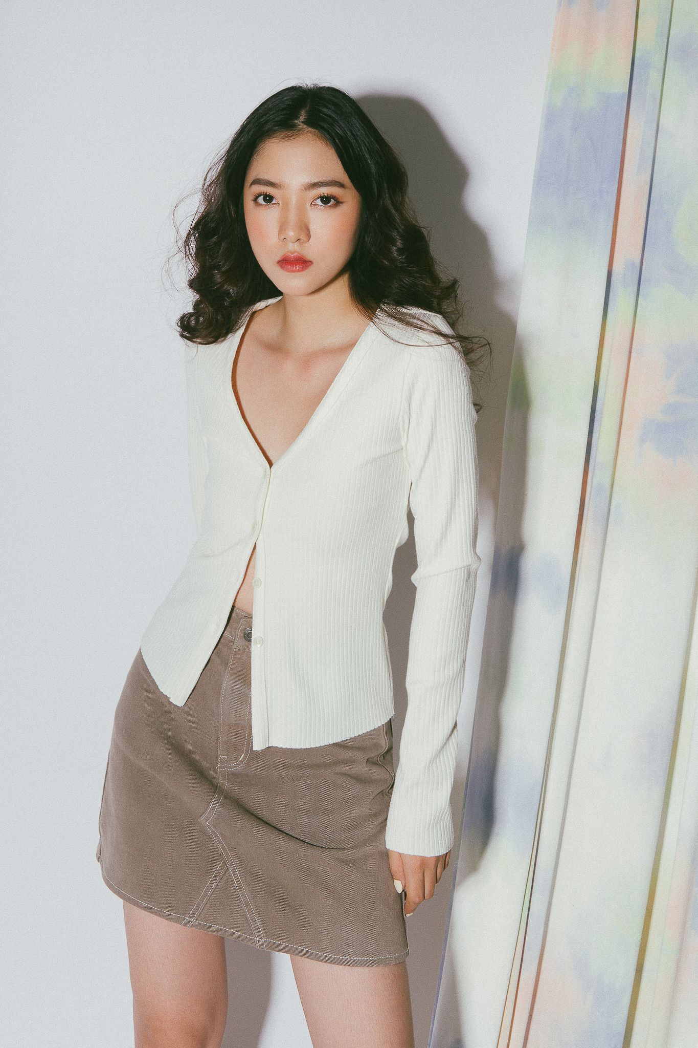 Ivory Fitted Cardigan