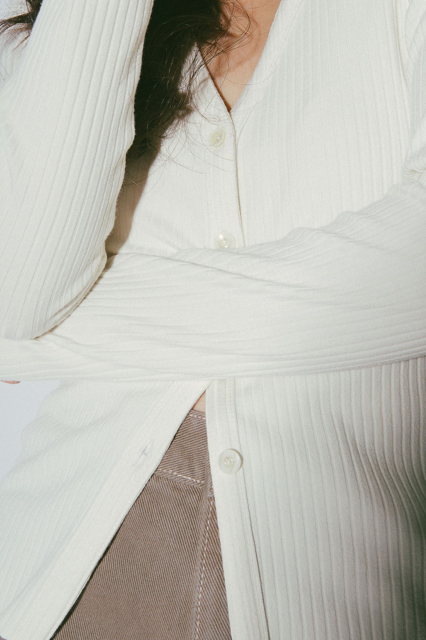 Ivory Fitted Cardigan
