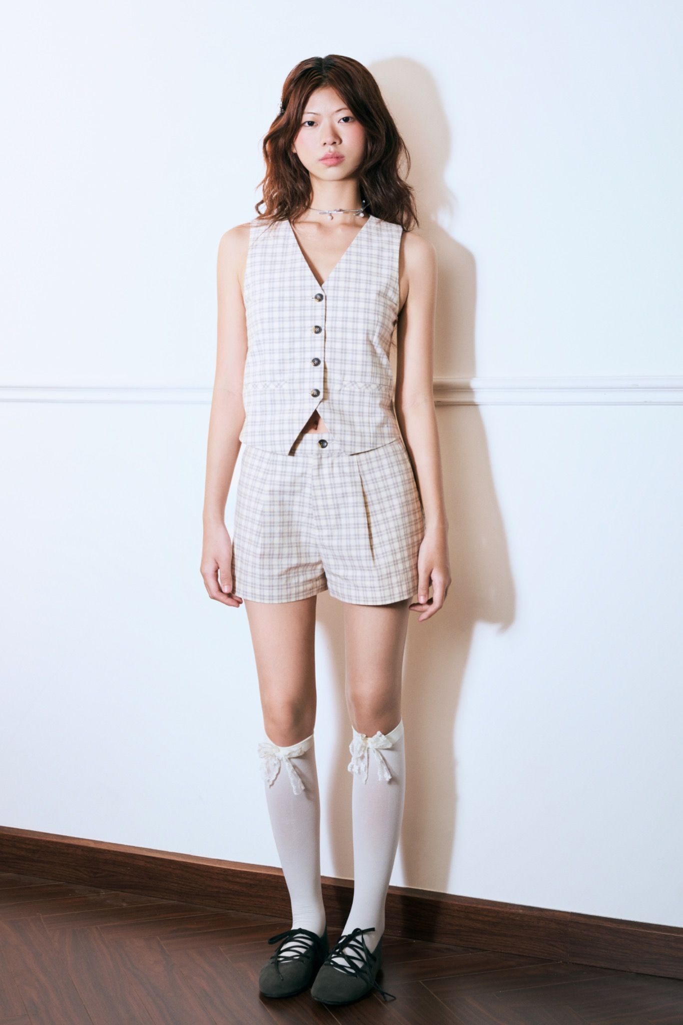 Checked Gilet Top
