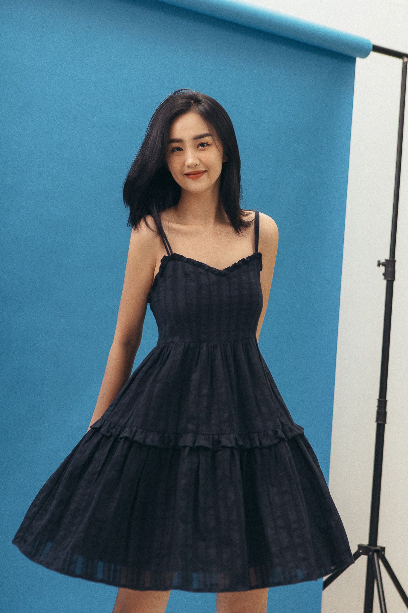 Navy Ruffle Mini Dress