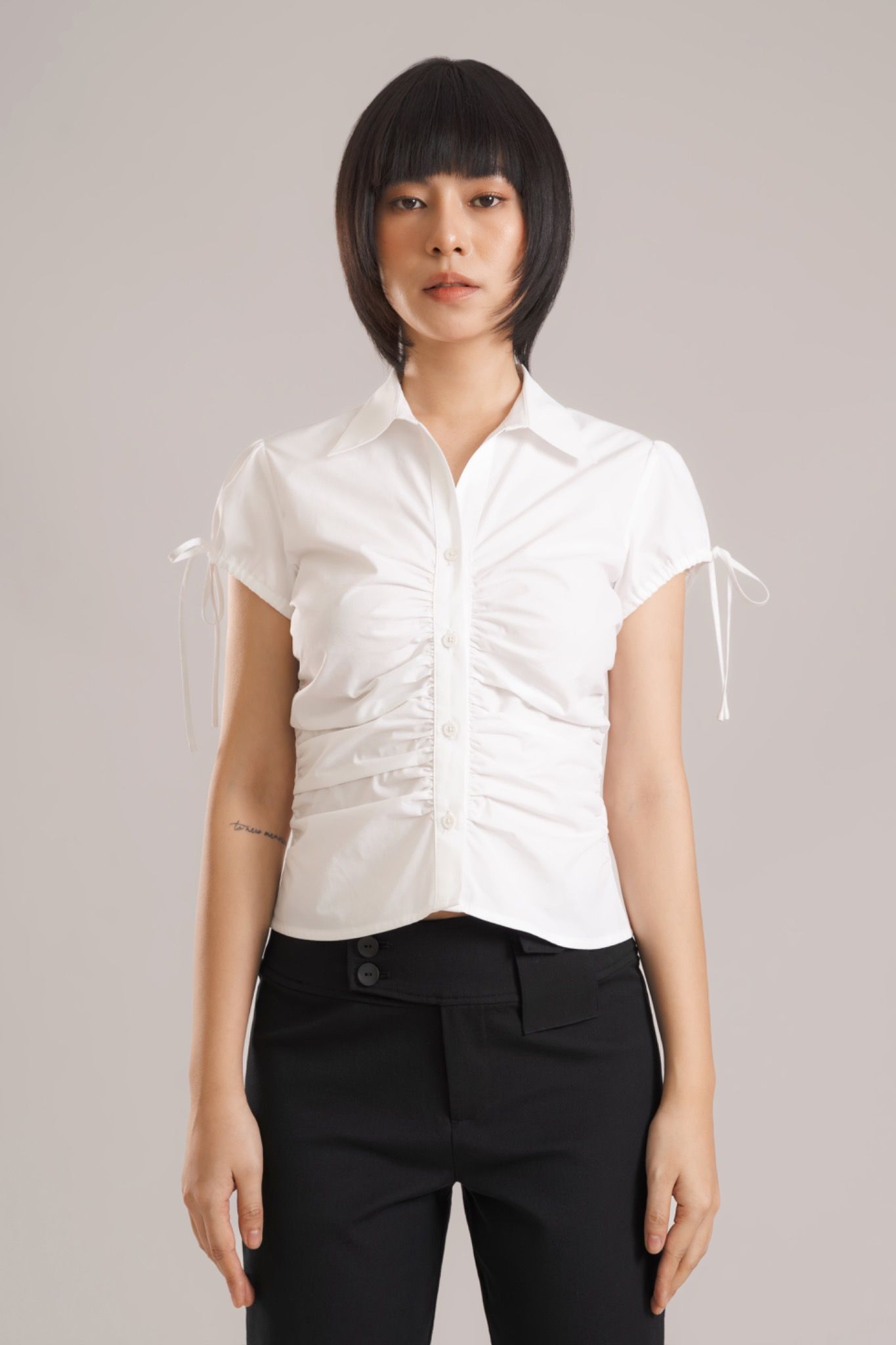 White Ruched Shirt