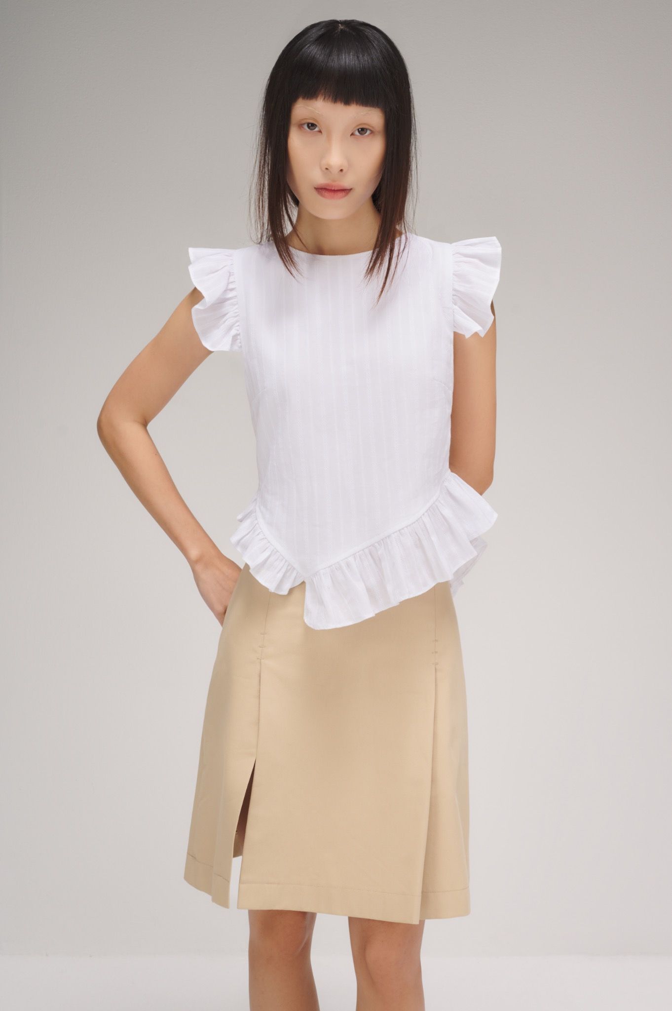White Ruffle Top