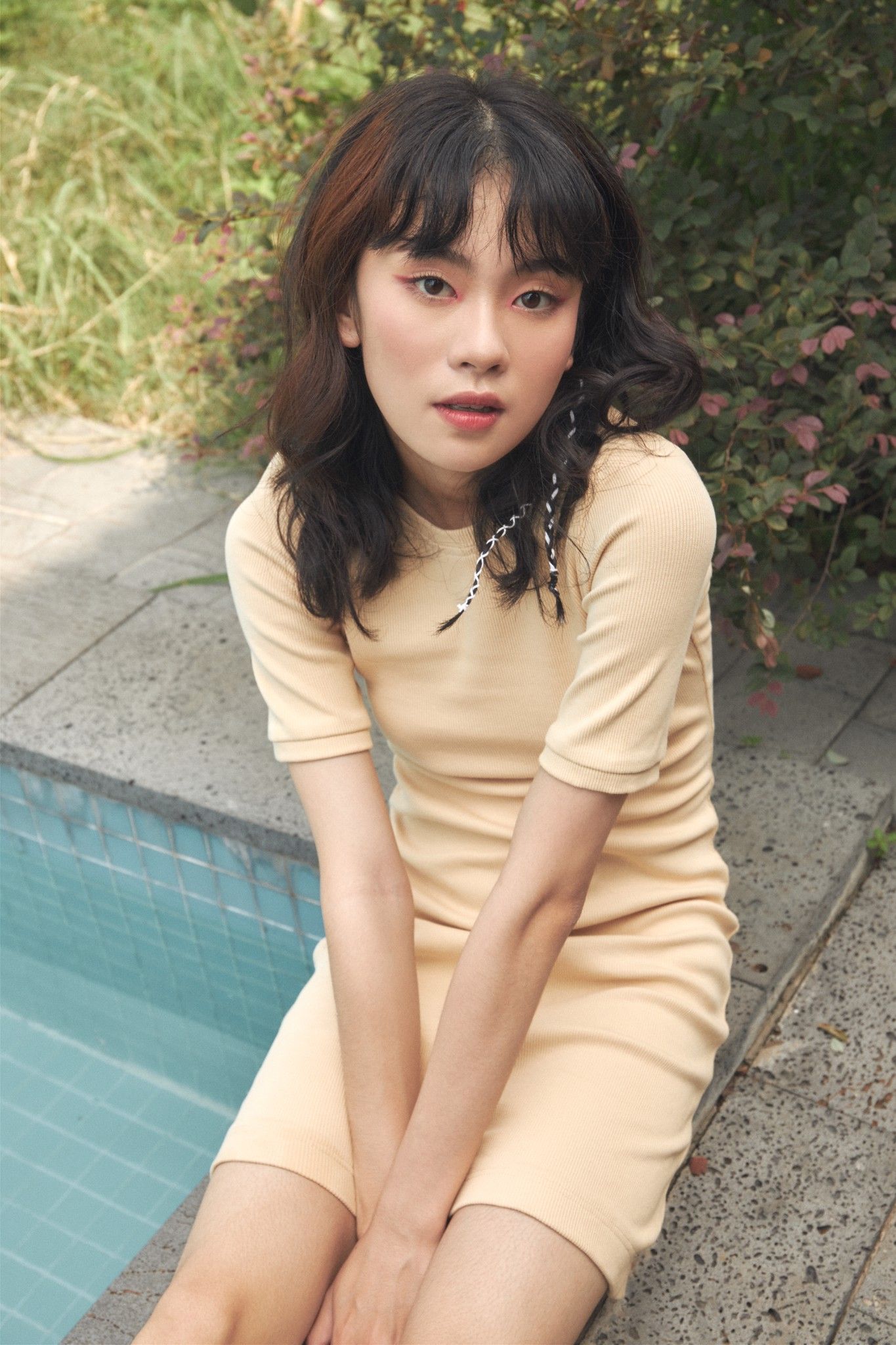 Beige Ribbed Mini Dress