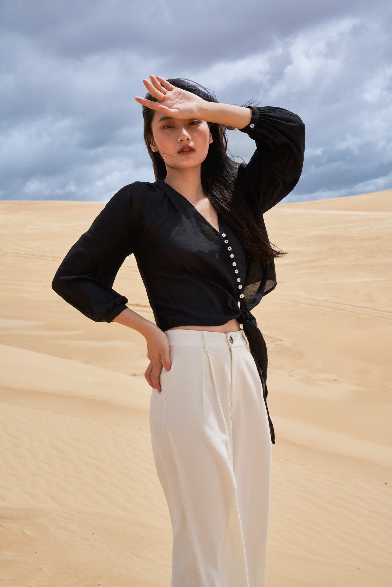 Black Tie-up Blouse